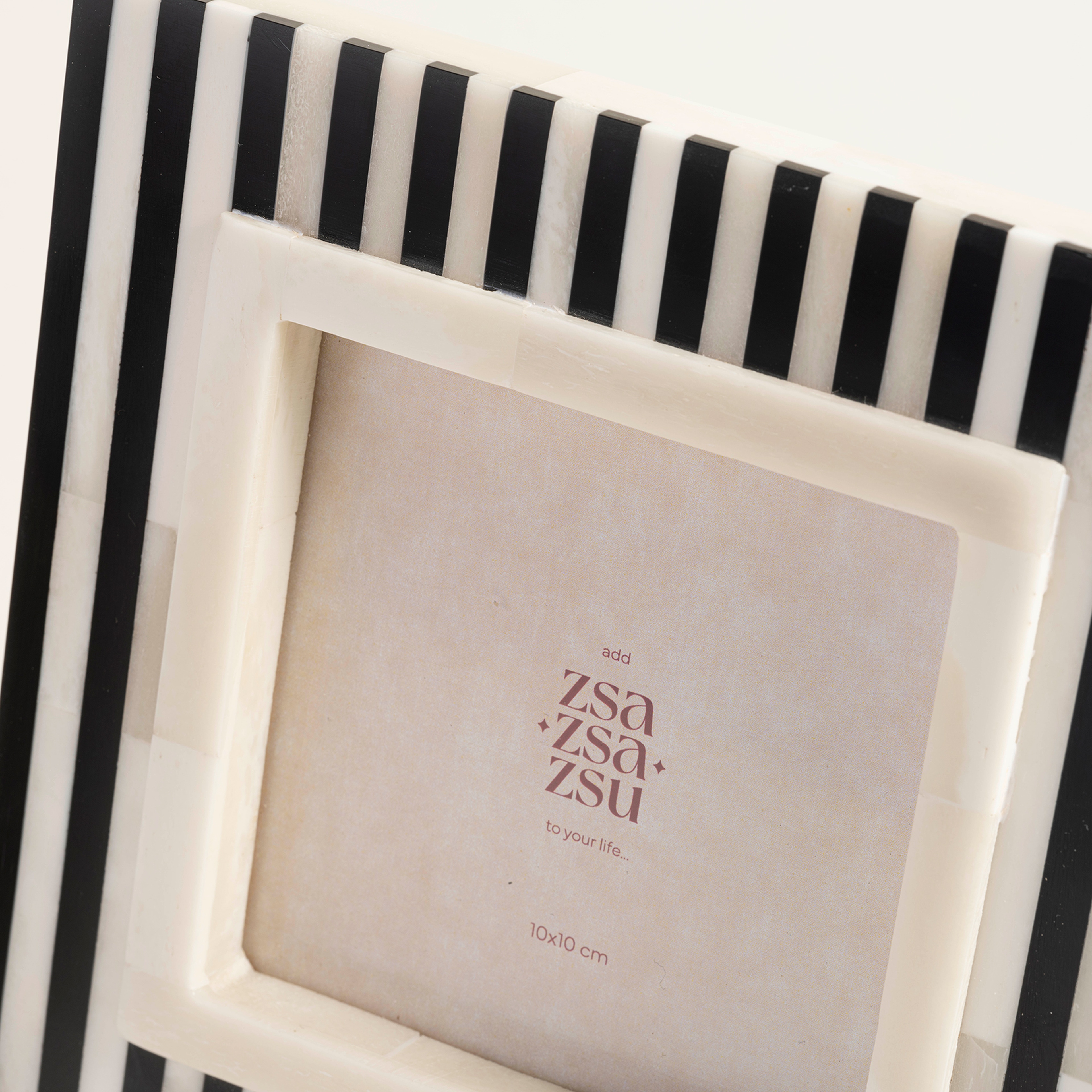 Jewar Kemik - Reçine - Mdf Çerçeve 16.2x16.2x2 Cm Sıyah-beyaz