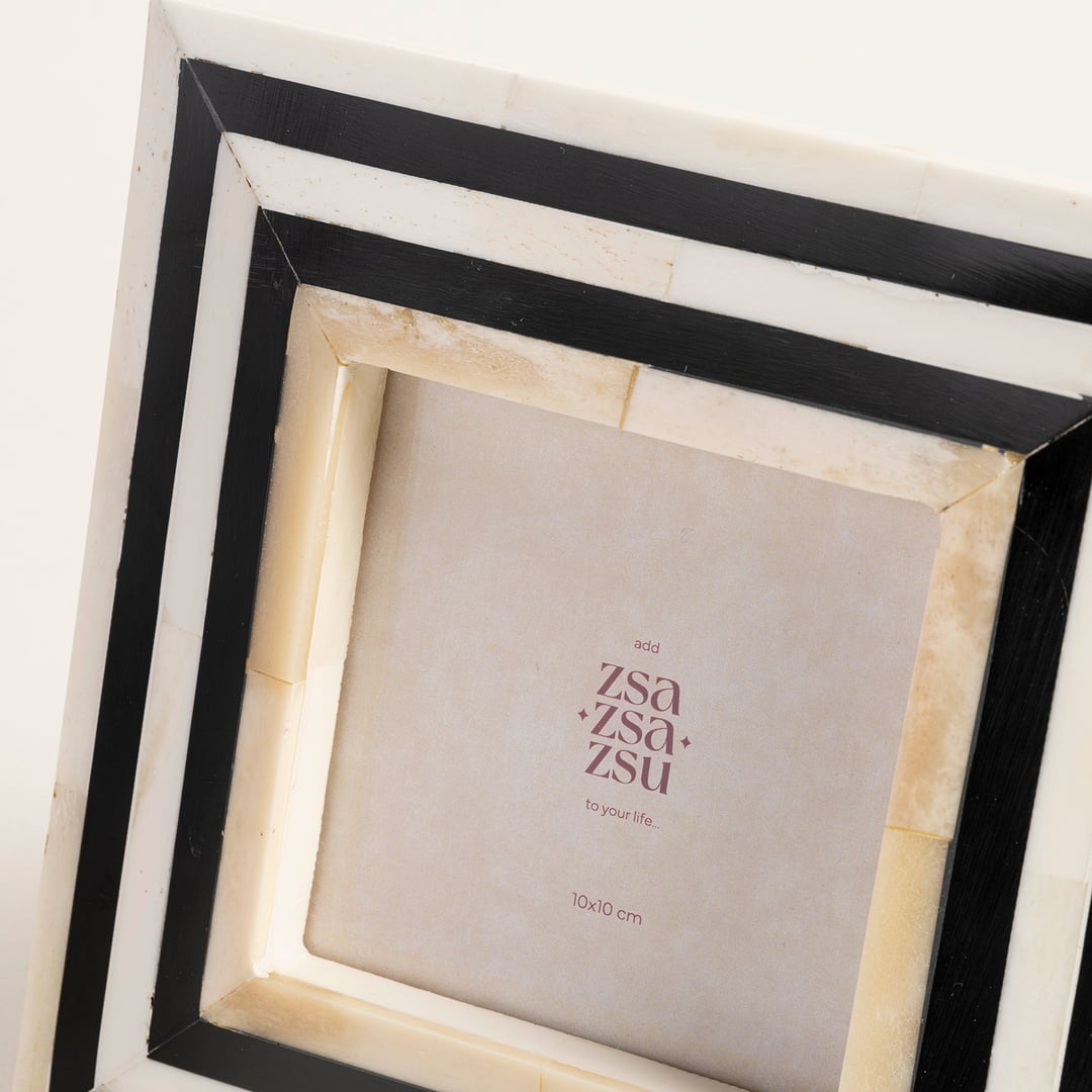 Jewar Kemik - Reçine - Mdf Çerçeve 15x15x2 Cm Sıyah - Beyaz