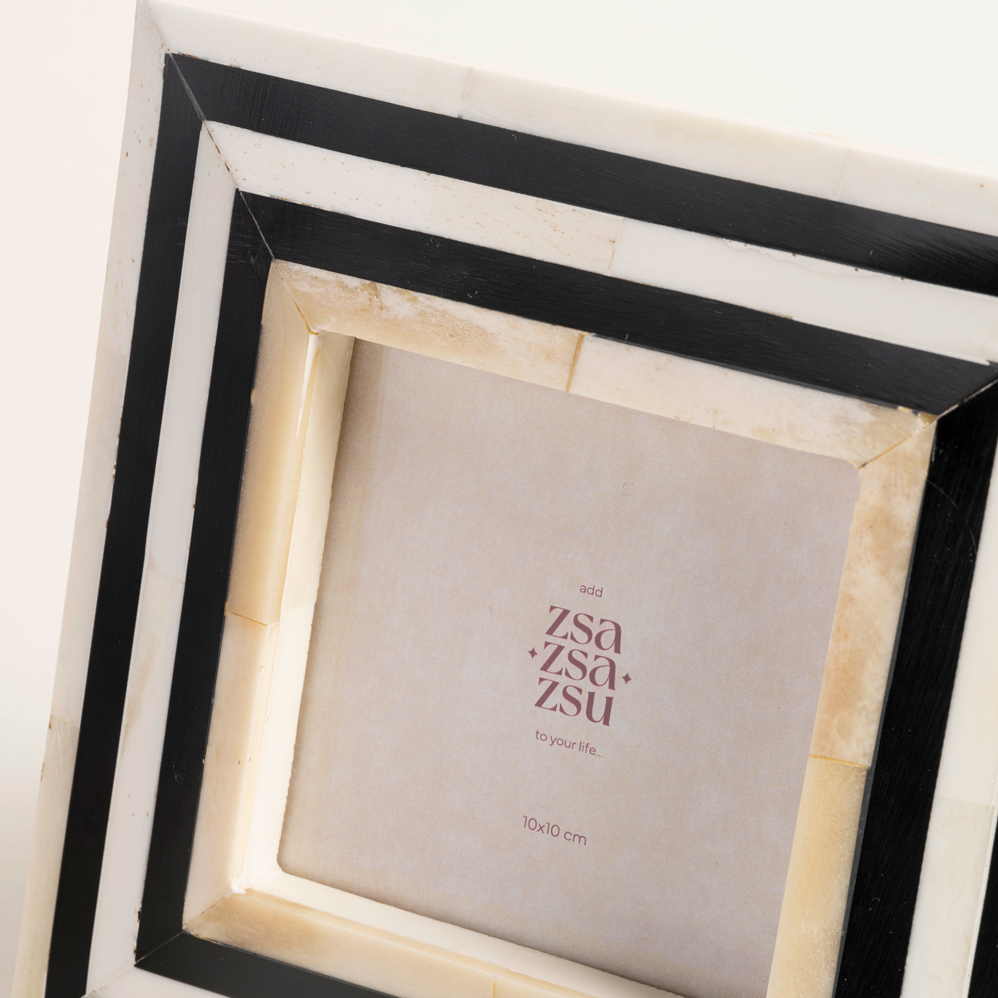 Jewar Kemik - Reçine - Mdf Çerçeve 15x15x2 Cm Sıyah - Beyaz