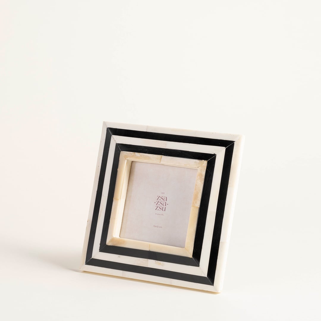 Jewar Kemik - Reçine - Mdf Çerçeve 15x15x2 Cm Sıyah - Beyaz