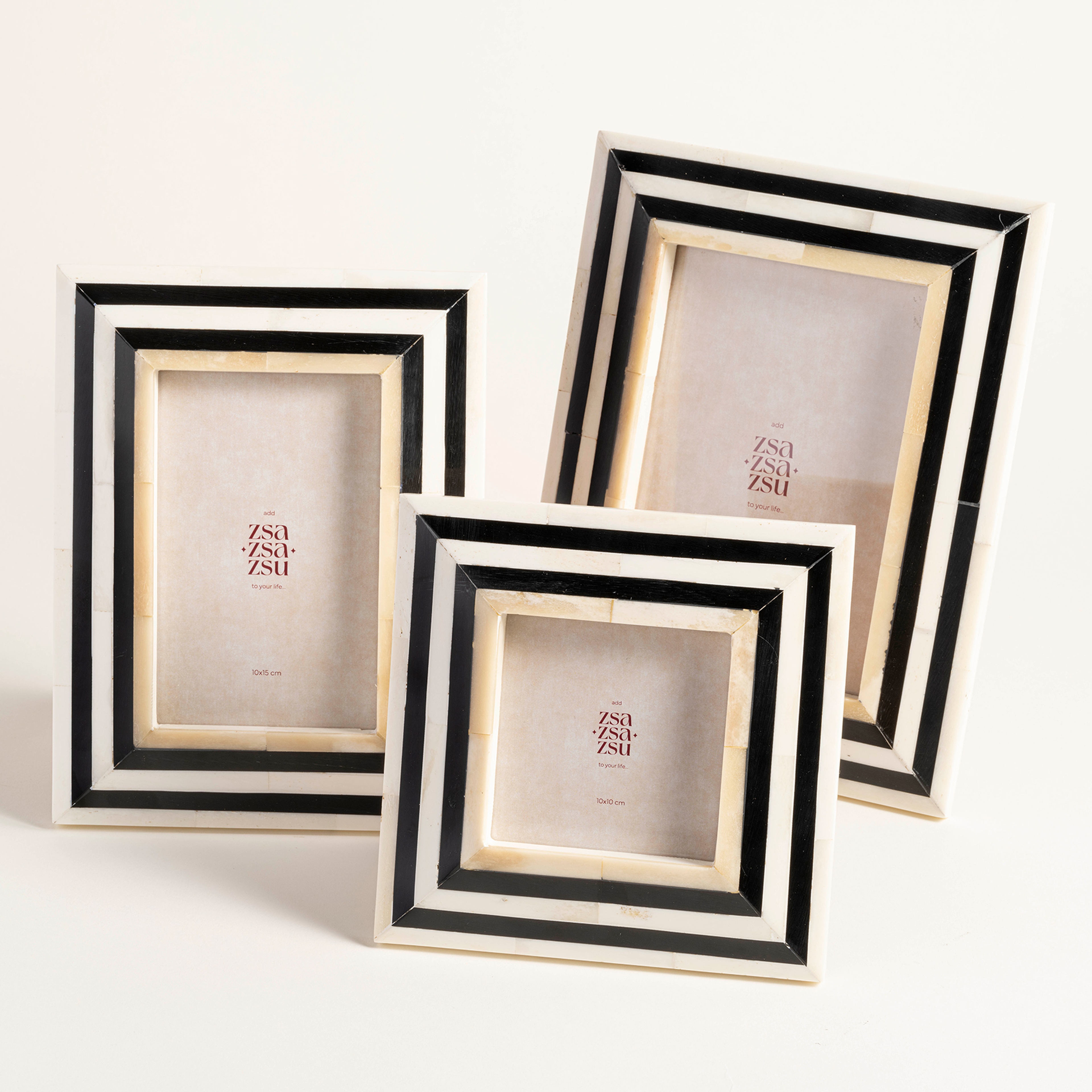 Jewar Kemik - Reçine - Mdf Çerçeve 15x20x2 Cm Sıyah - Beyaz