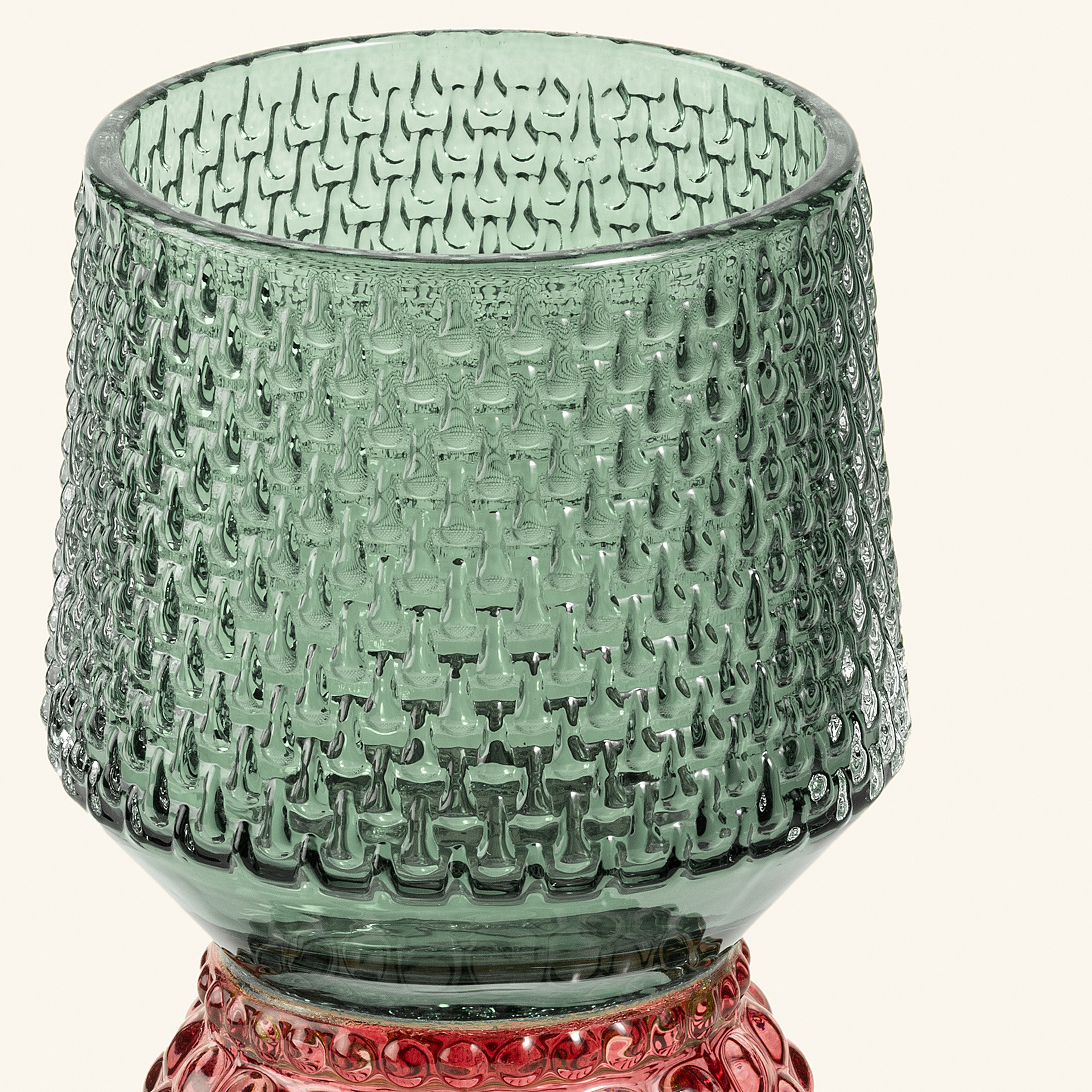 Nanjıng Cam Dekoratif Obje 8x8x21 Cm Yeşil - Fuşya - Turkuaz