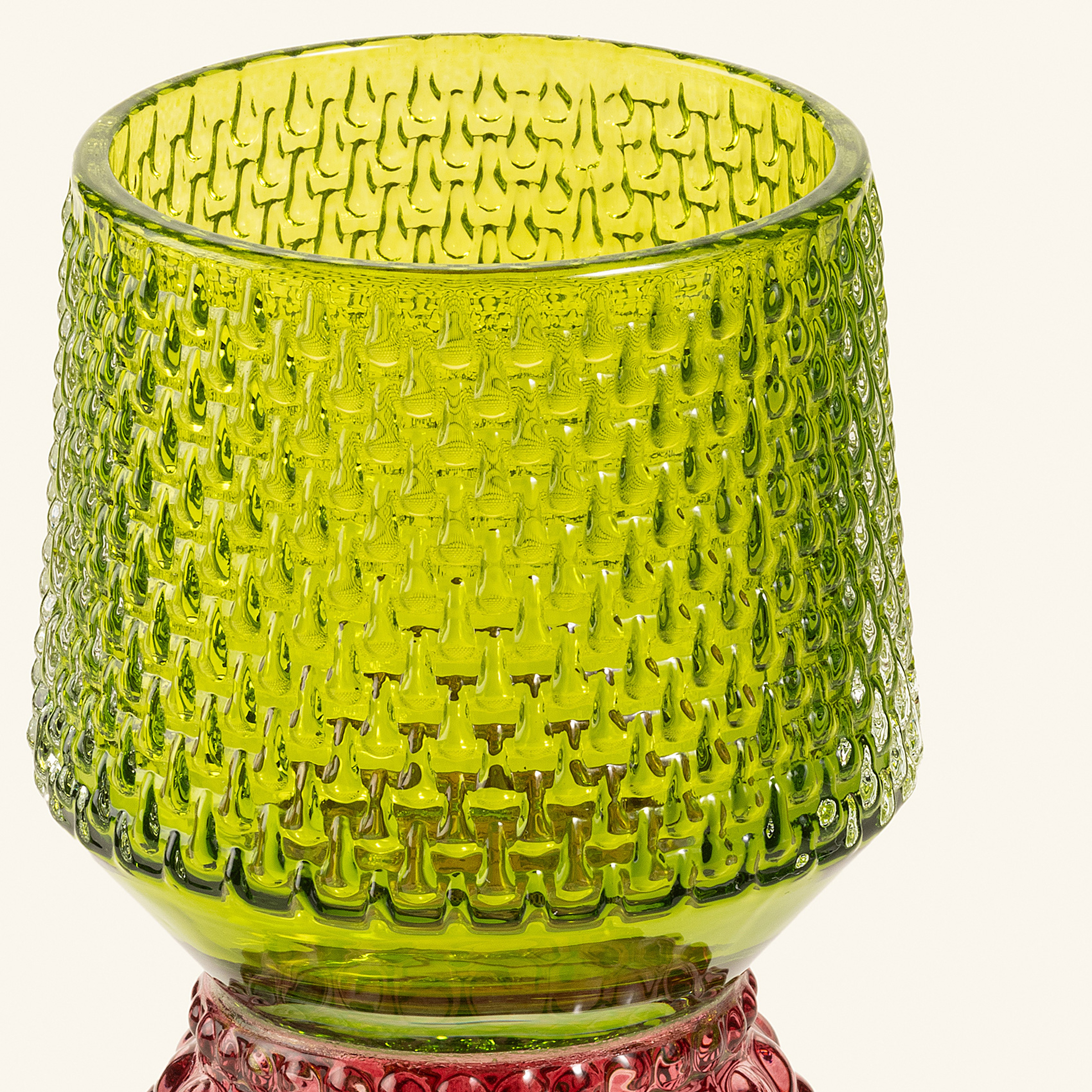 Nanjıng Cam Dekoratif Obje 8x8x21 Cm Yeşil - Fuşya - Turkuaz