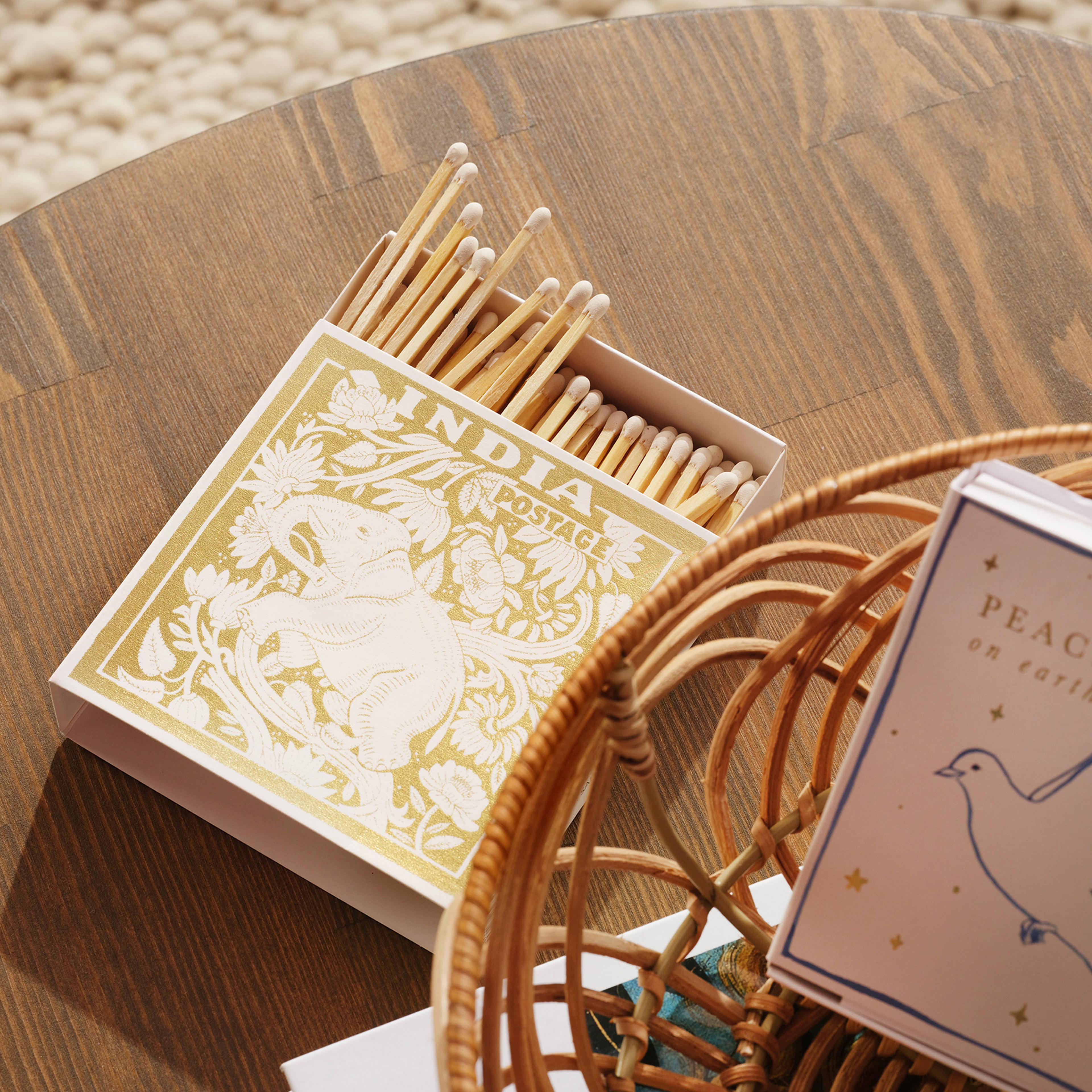 Elephant Stamp Ahşap Kibrit Hediyelik Eşya 11x11x3 Cm Renkli