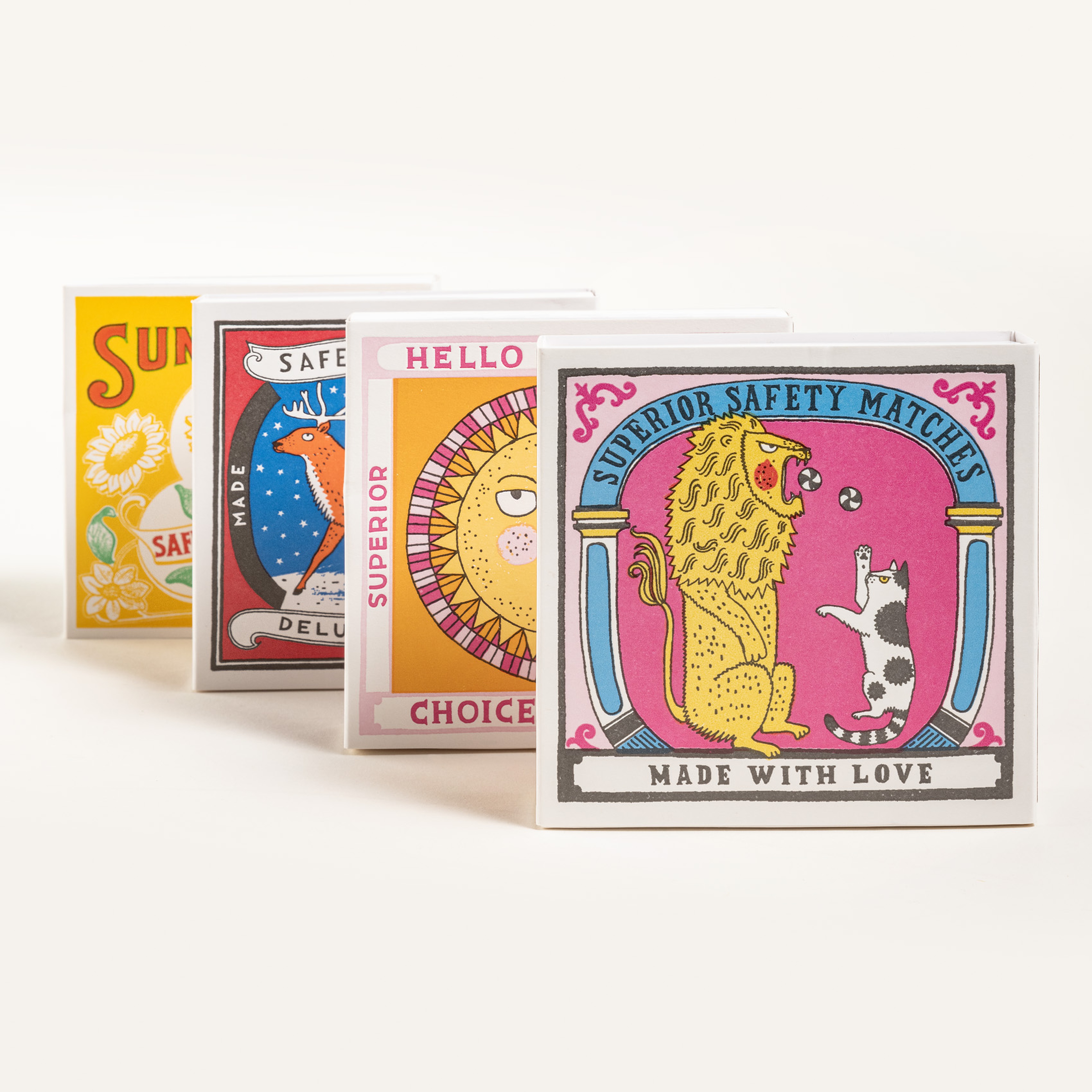 Bıg Cat Lıttle Cat Ahşap Kibrit Hediyelik Eşya 11x11x3 Cm Renkli