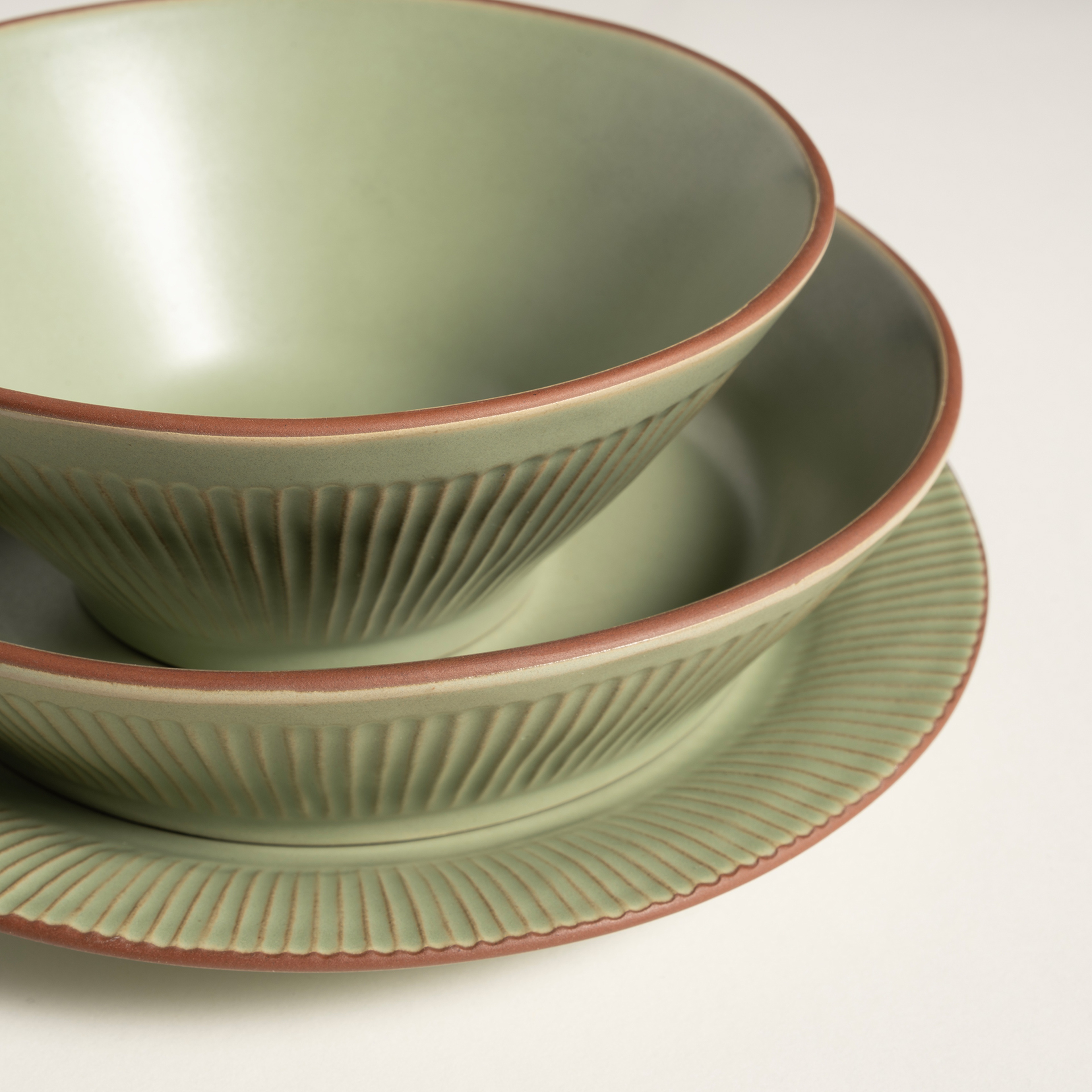 Lılıng Renkli Kil Kase 16 Cm Yeşil