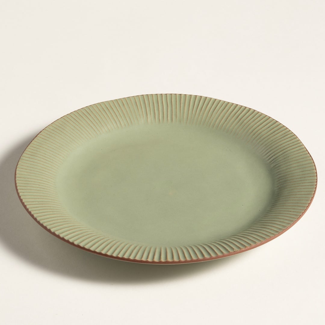 Lılıng Renkli Kil Yemek Tabağı 22 Cm Yeşil