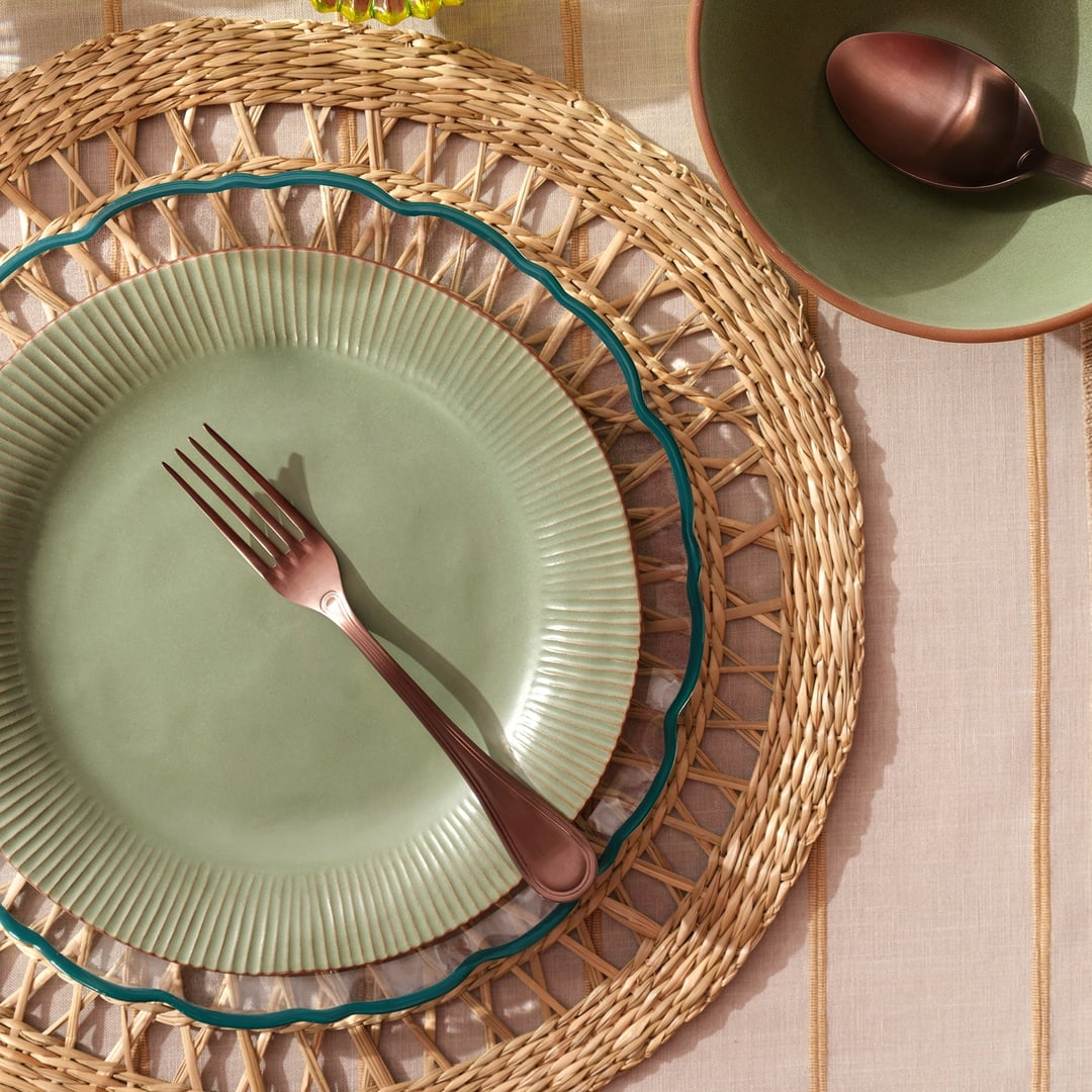 Lılıng Renkli Kil Yemek Tabağı 22 Cm Yeşil