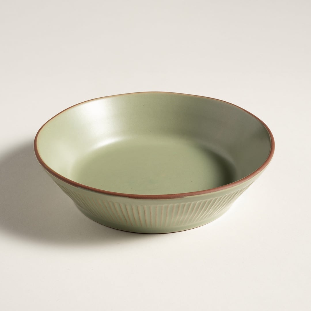 Lılıng Renkli Kil Çukur Tabak 20 Cm Yeşil