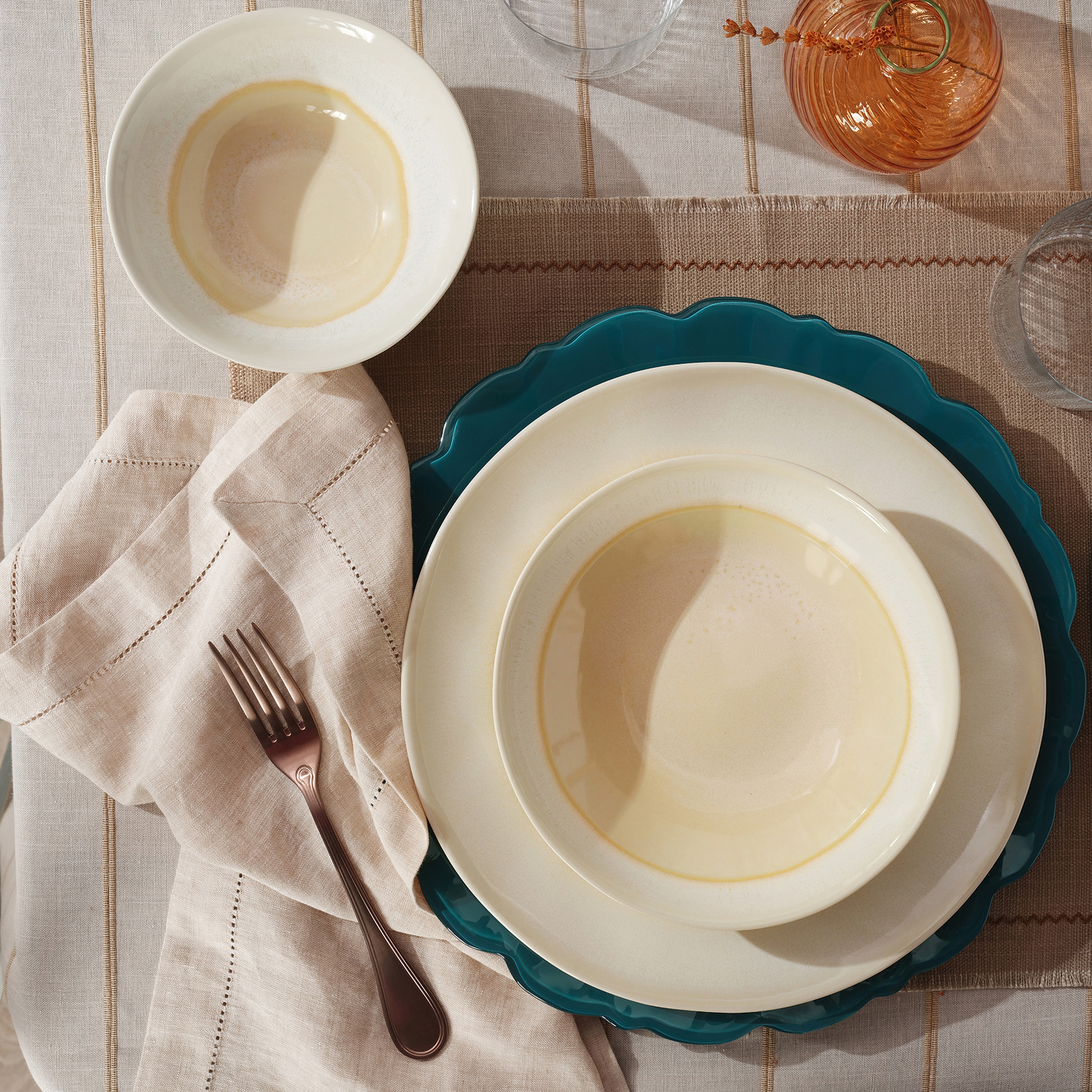 Leırıa Stoneware Çukur Tabak 20 Cm Krem