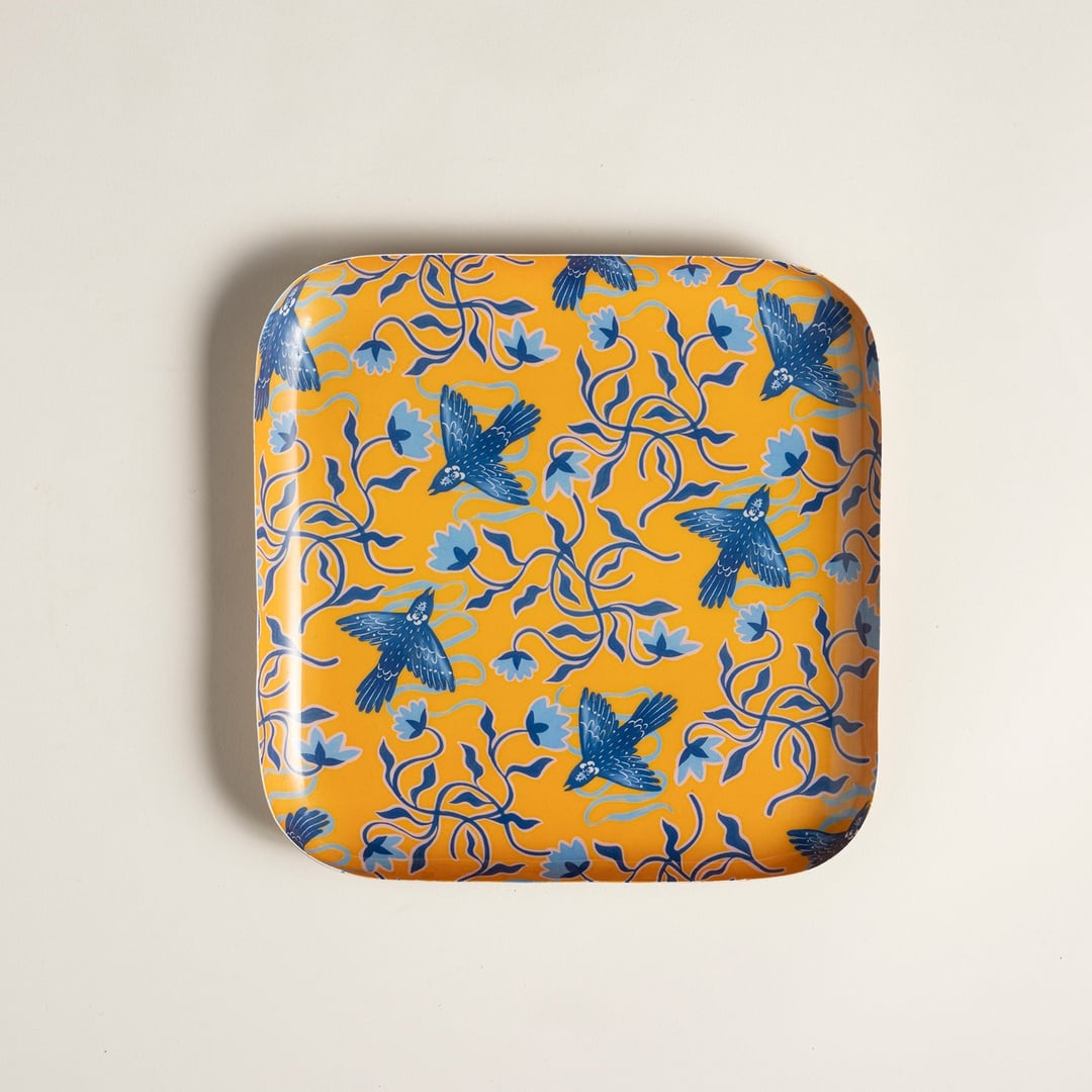 Nanpur Metal Dekoratif Tepsi 25.5x25.5x2.54 Sarı