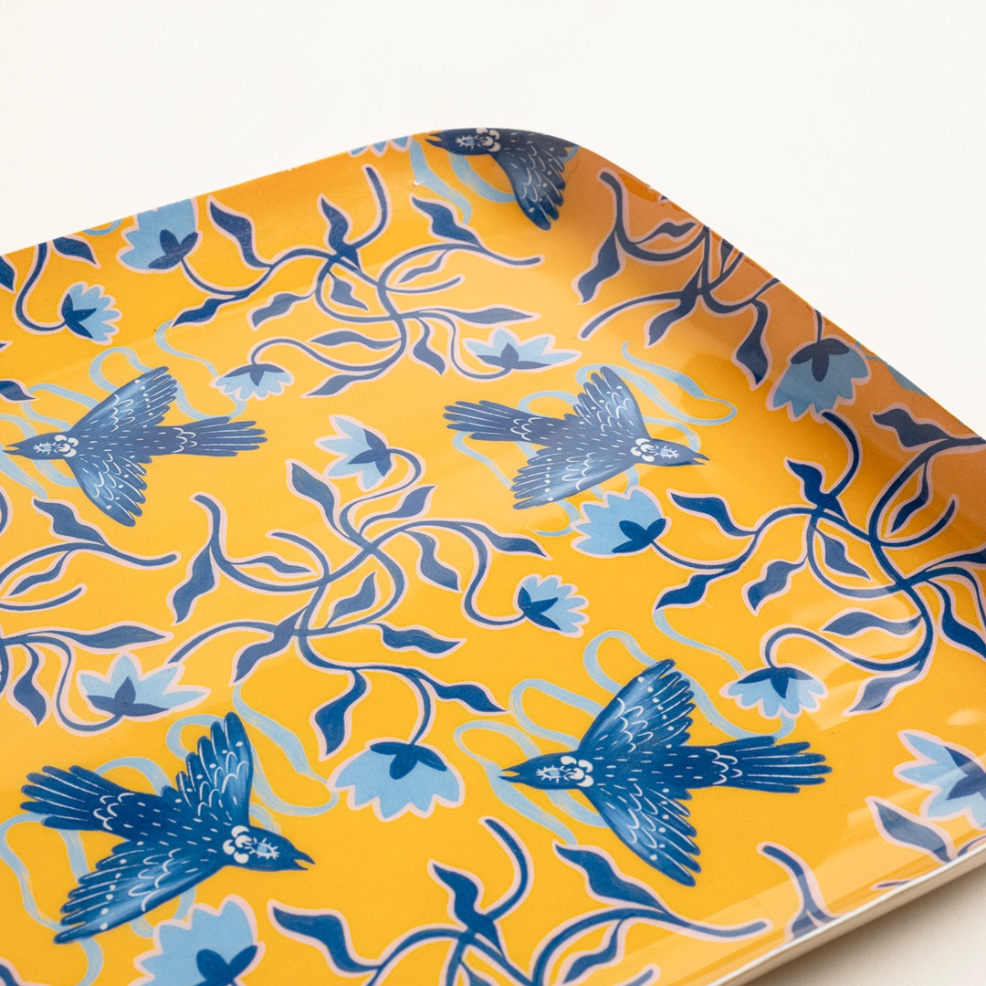 Nanpur Metal Dekoratif Tepsi 25.5x25.5x2.54 Sarı