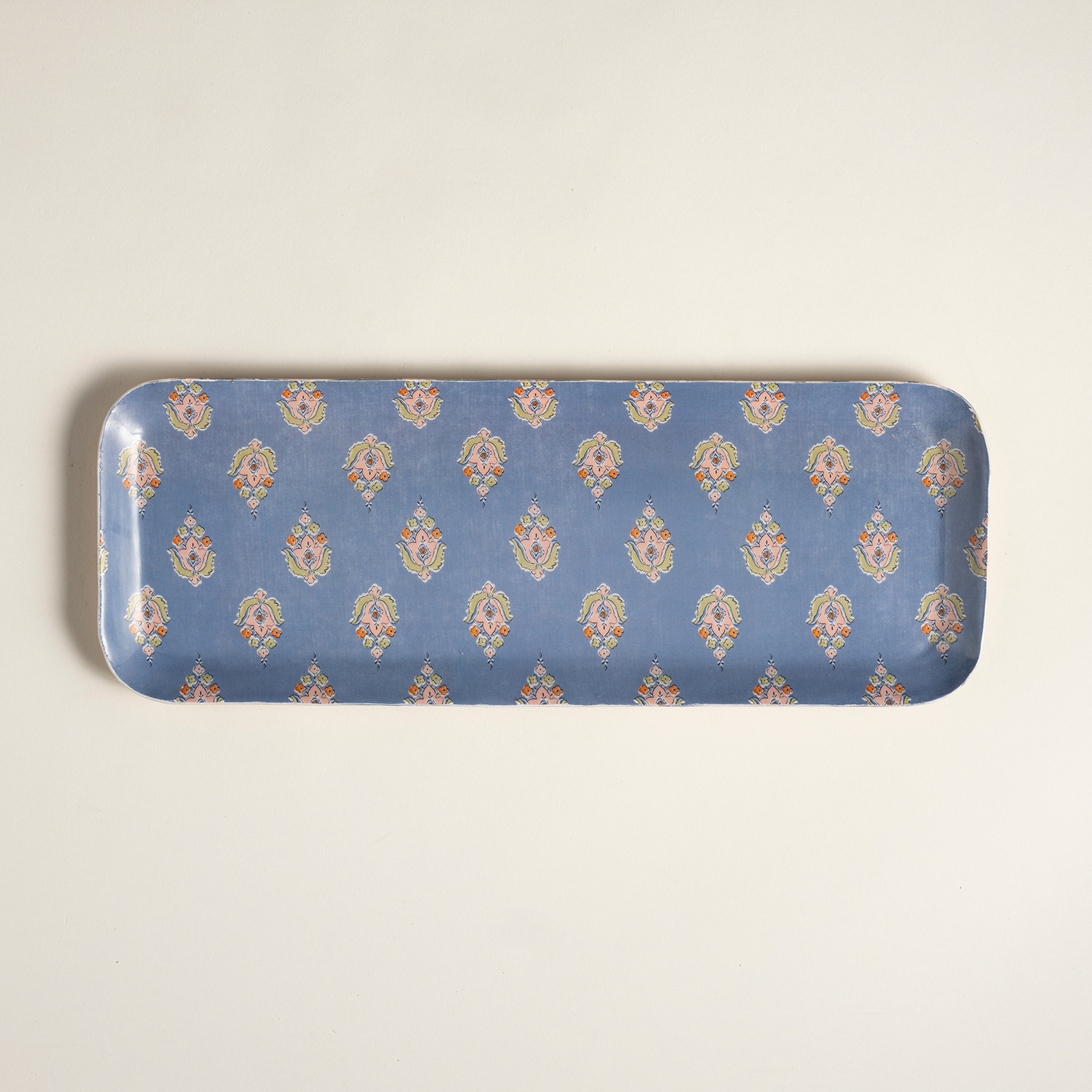 Nanpur Metal Dekoratif Tepsi 42x15.25x1.9 Cm Mavi