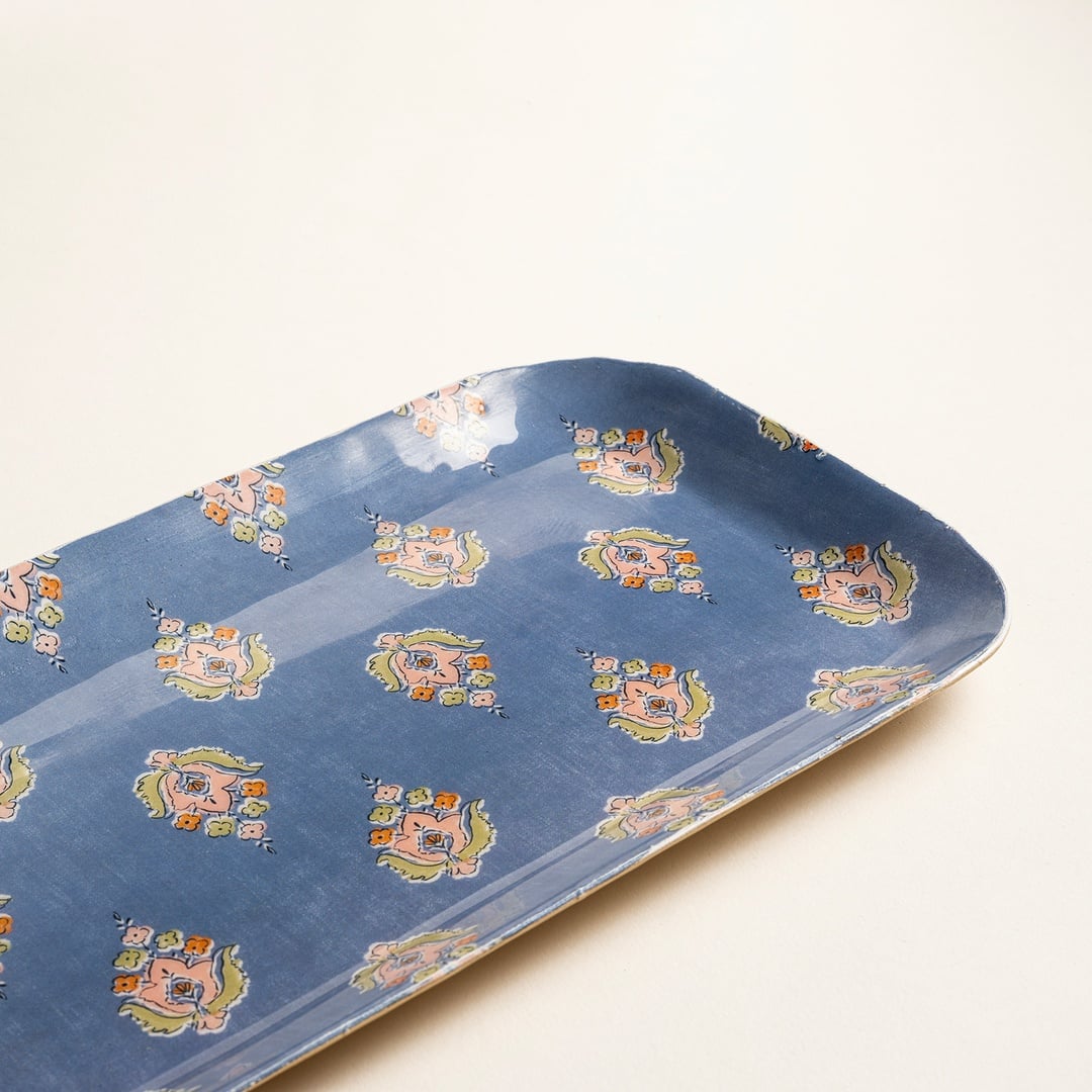 Nanpur Metal Dekoratif Tepsi 42x15.25x1.9 Cm Mavi