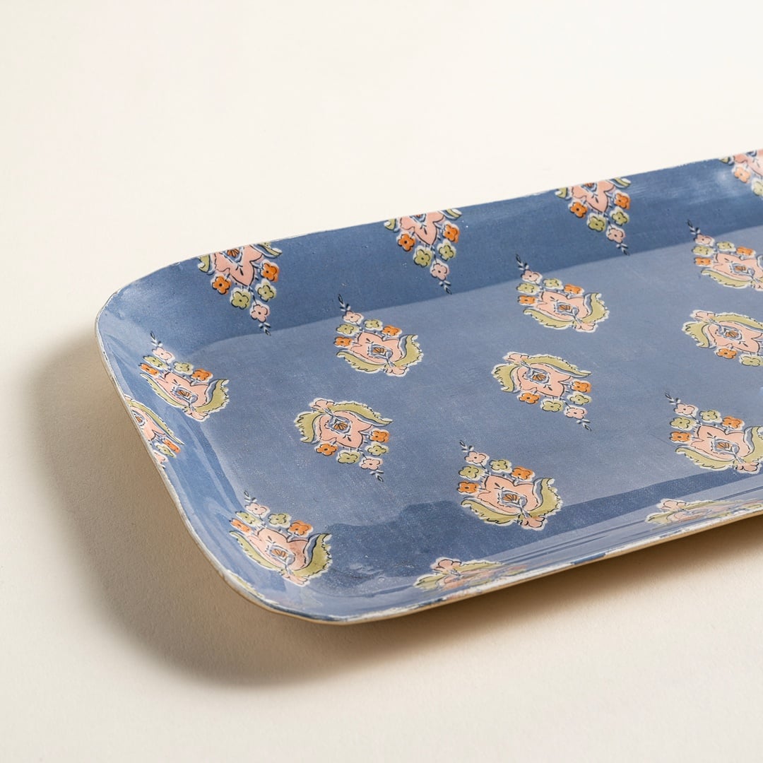 Nanpur Metal Dekoratif Tepsi 42x15.25x1.9 Cm Mavi