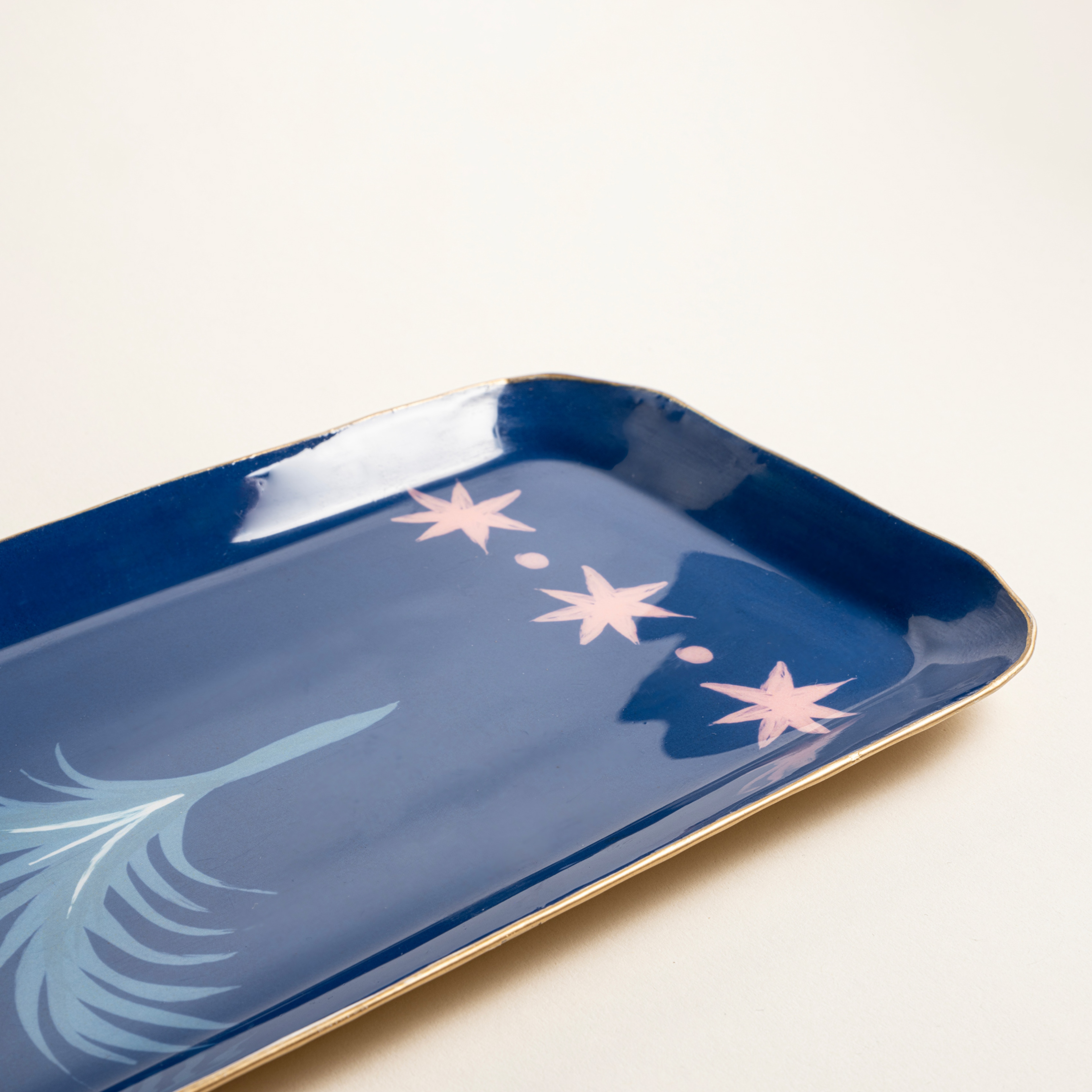 Nanpur Metal Dekoratif Tepsi 42x15.25x1.9 Cm Lacivert