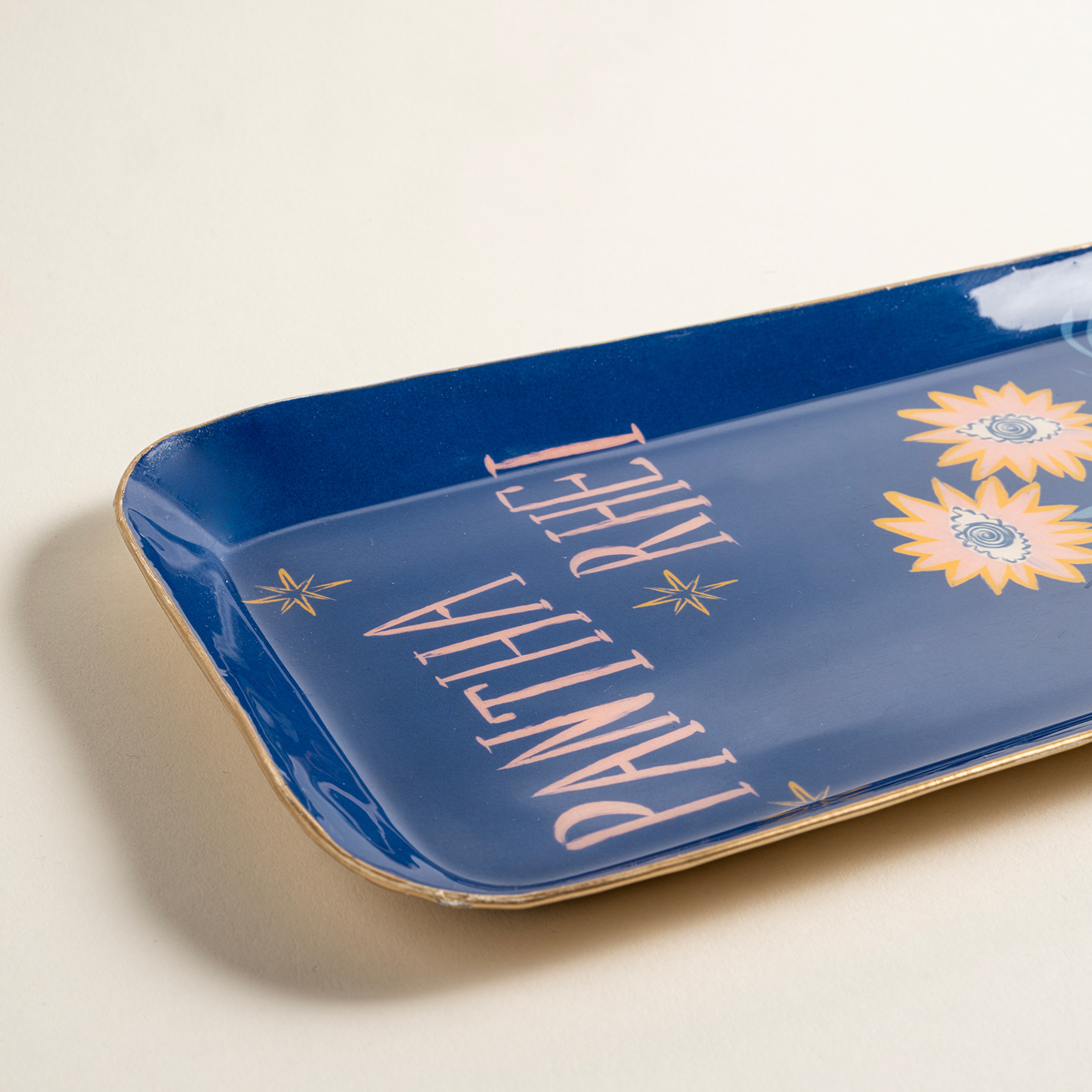 Nanpur Metal Dekoratif Tepsi 42x15.25x1.9 Cm Lacivert