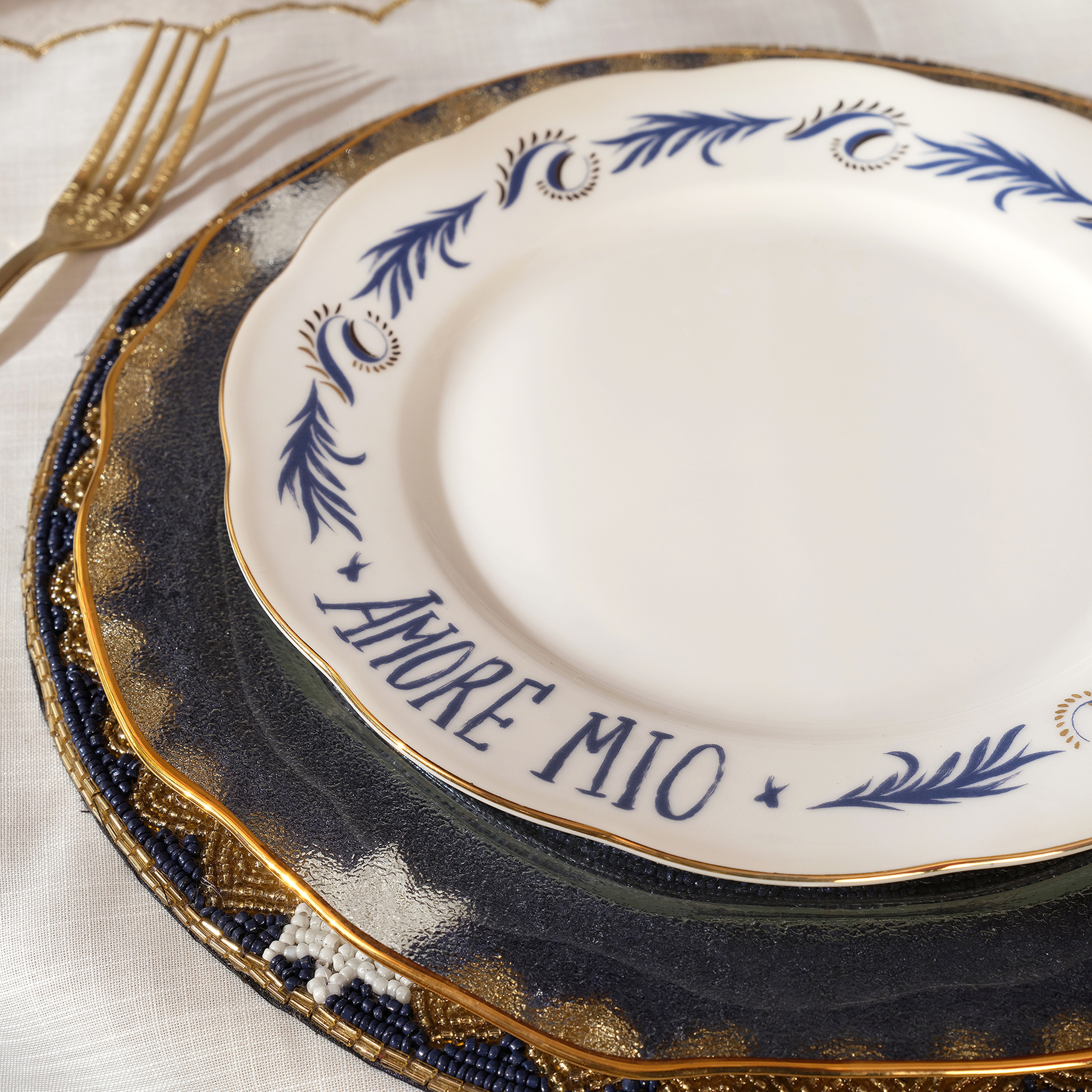 Emet Porselen Yemek Tabağı 27x27x3 Cm Lacivert