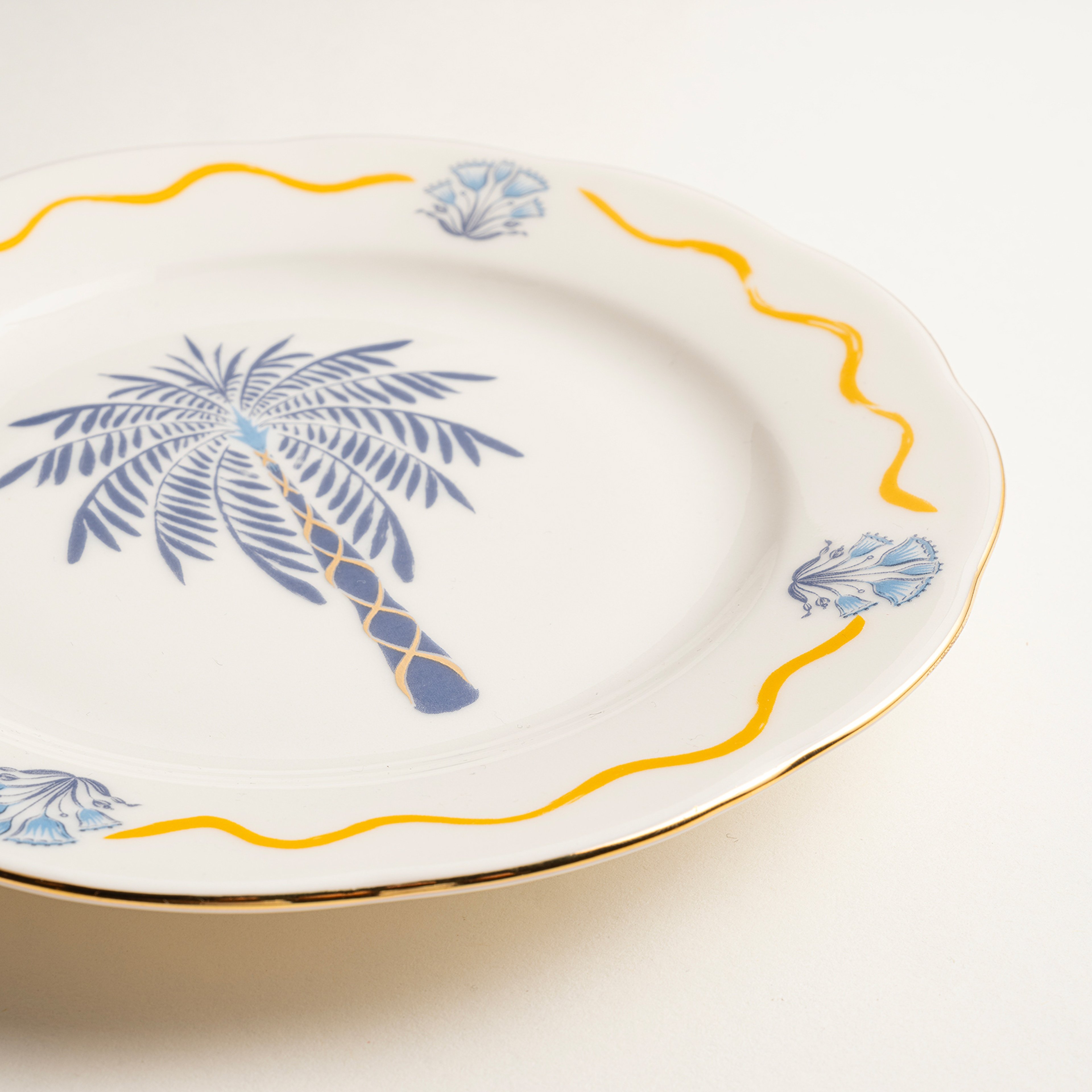 Emet Porselen Pasta Tabağı 20x20x2.4 Cm Lacıvert - Sarı