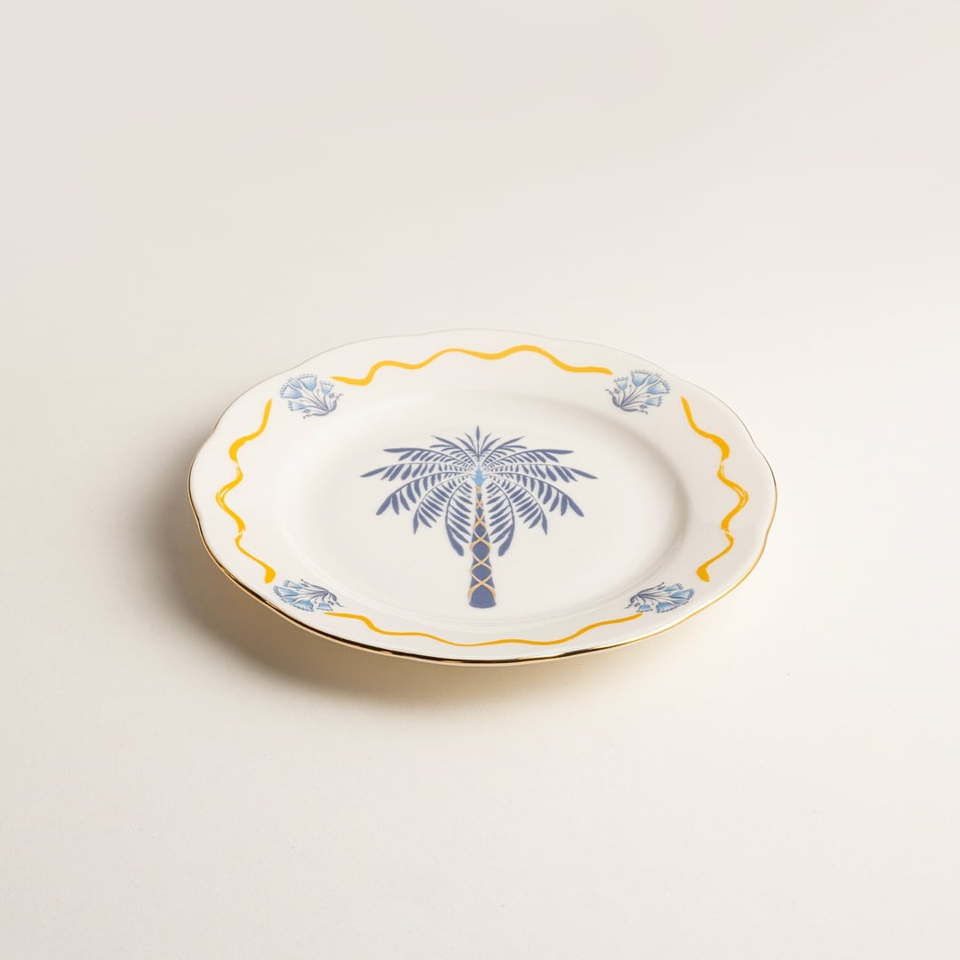 Emet Porselen Pasta Tabağı 20x20x2.4 Cm Lacıvert - Sarı