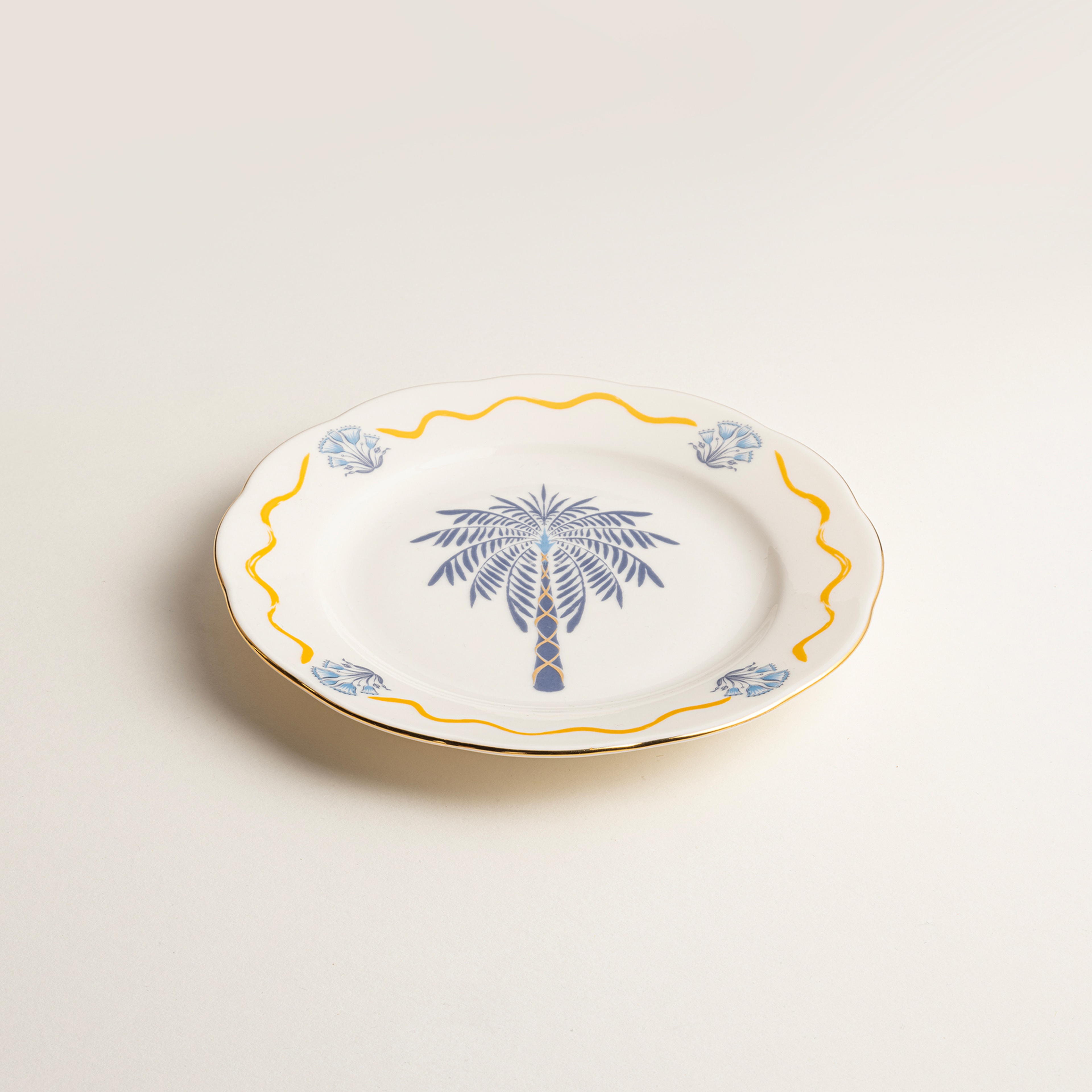 Emet Porselen Pasta Tabağı 20x20x2.4 Cm Lacıvert - Sarı