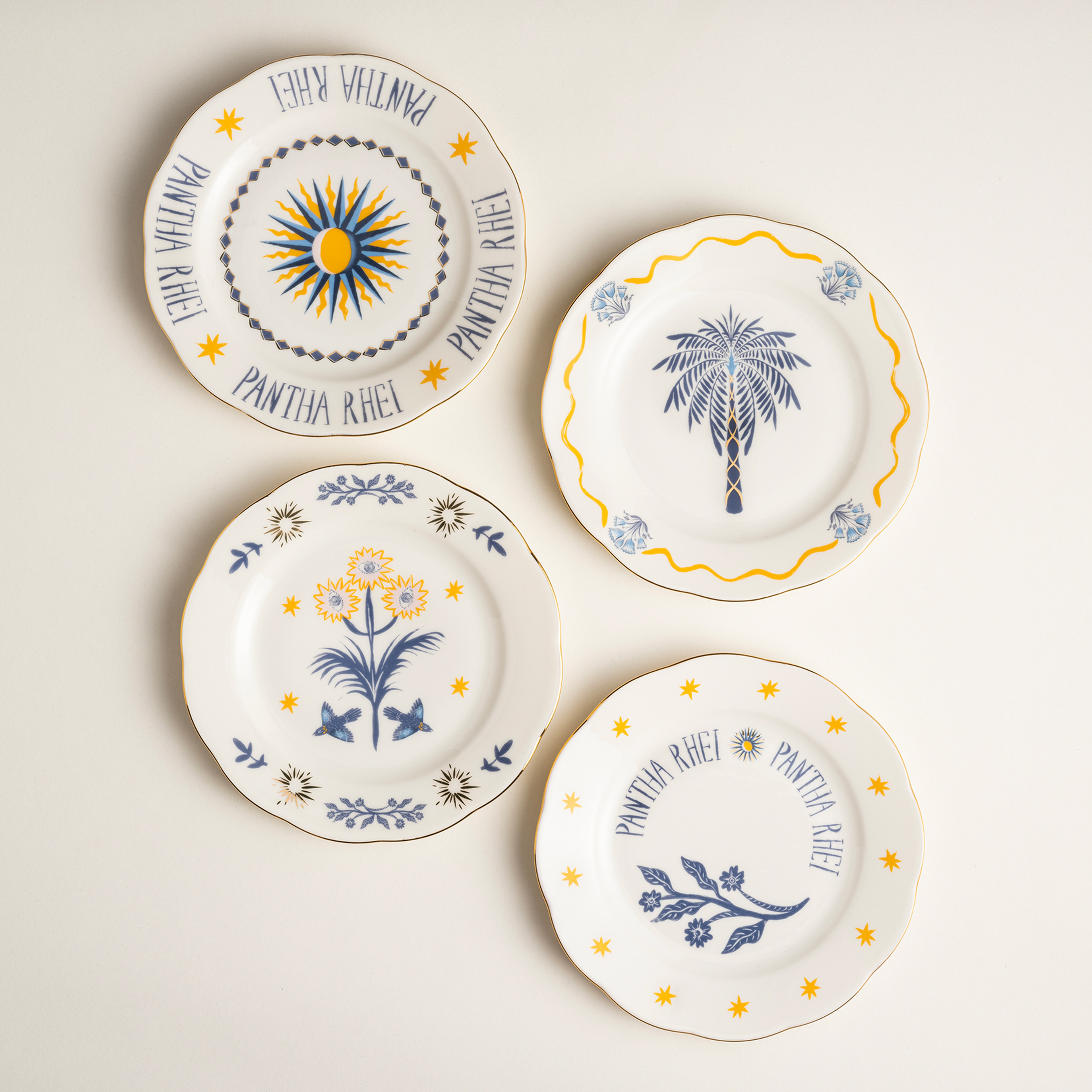 Emet Porselen Pasta Tabağı 20x20x2.4 Cm Lacıvert - Sarı