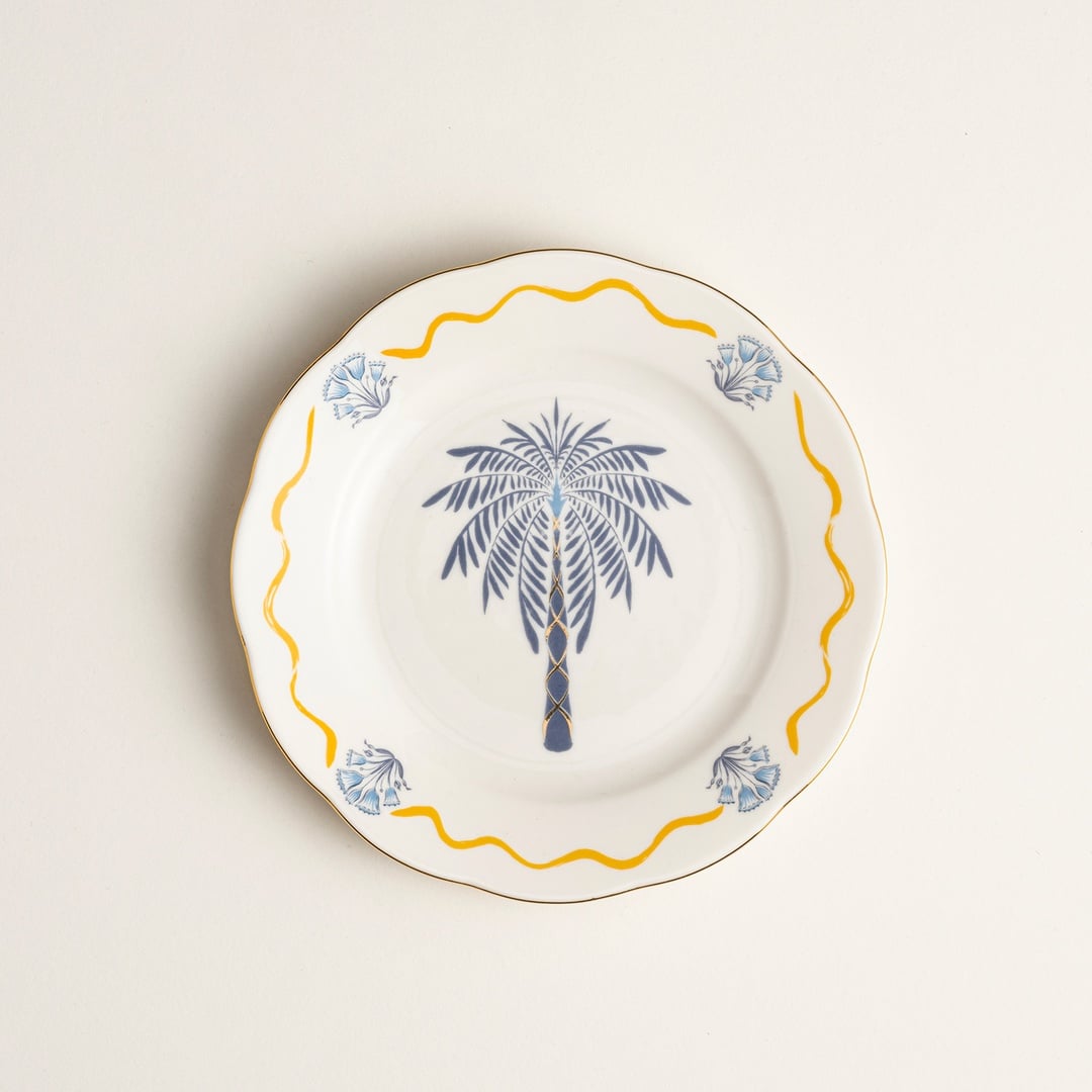 Emet Porselen Pasta Tabağı 20x20x2.4 Cm Lacıvert - Sarı