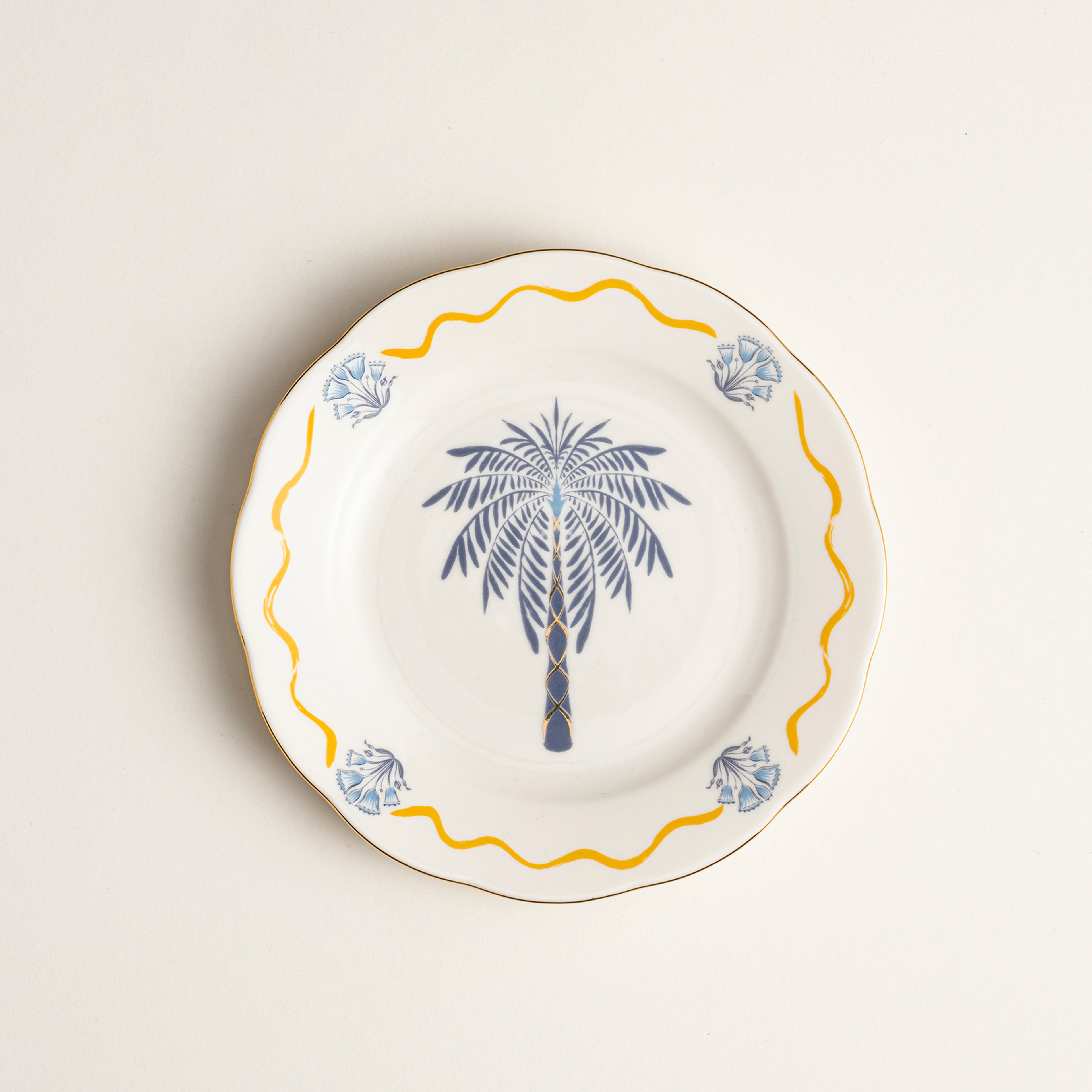 Emet Porselen Pasta Tabağı 20x20x2.4 Cm Lacıvert - Sarı