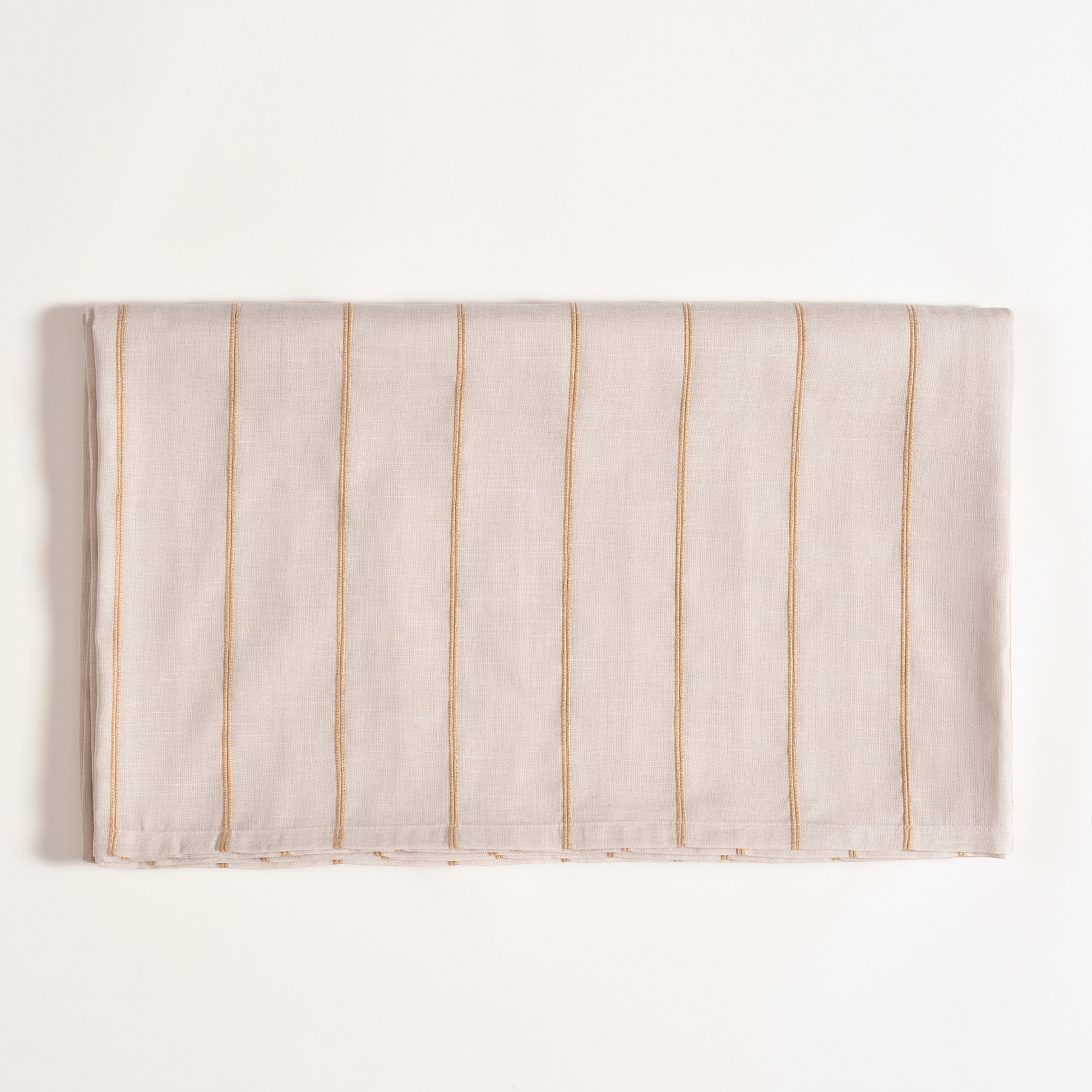 Nilüfer İplik Boyalı Pamuk Keten Pamuk Keten Masa Örtüsü 160x240 Cm Bej