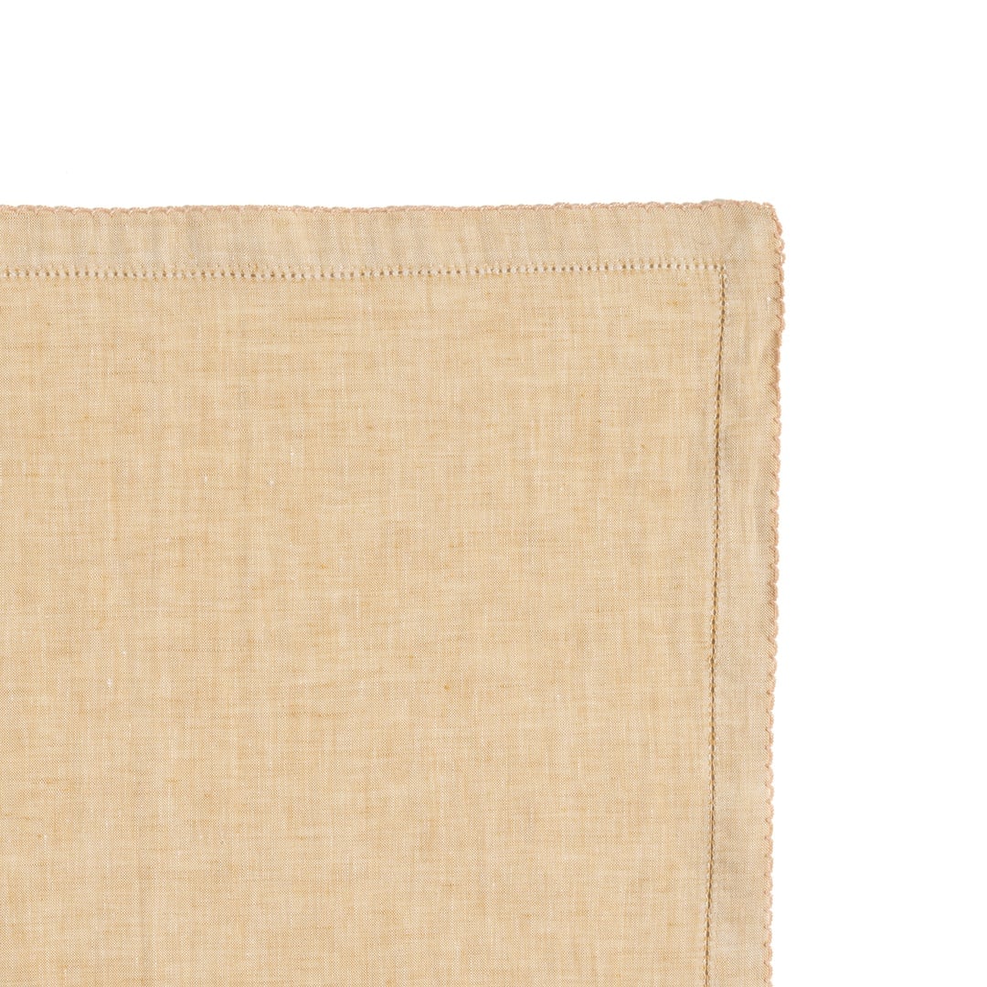 Nilüfer Nakışlı Kroşetalı Keten %100 Keten Peçete 45x45 Cm Bej