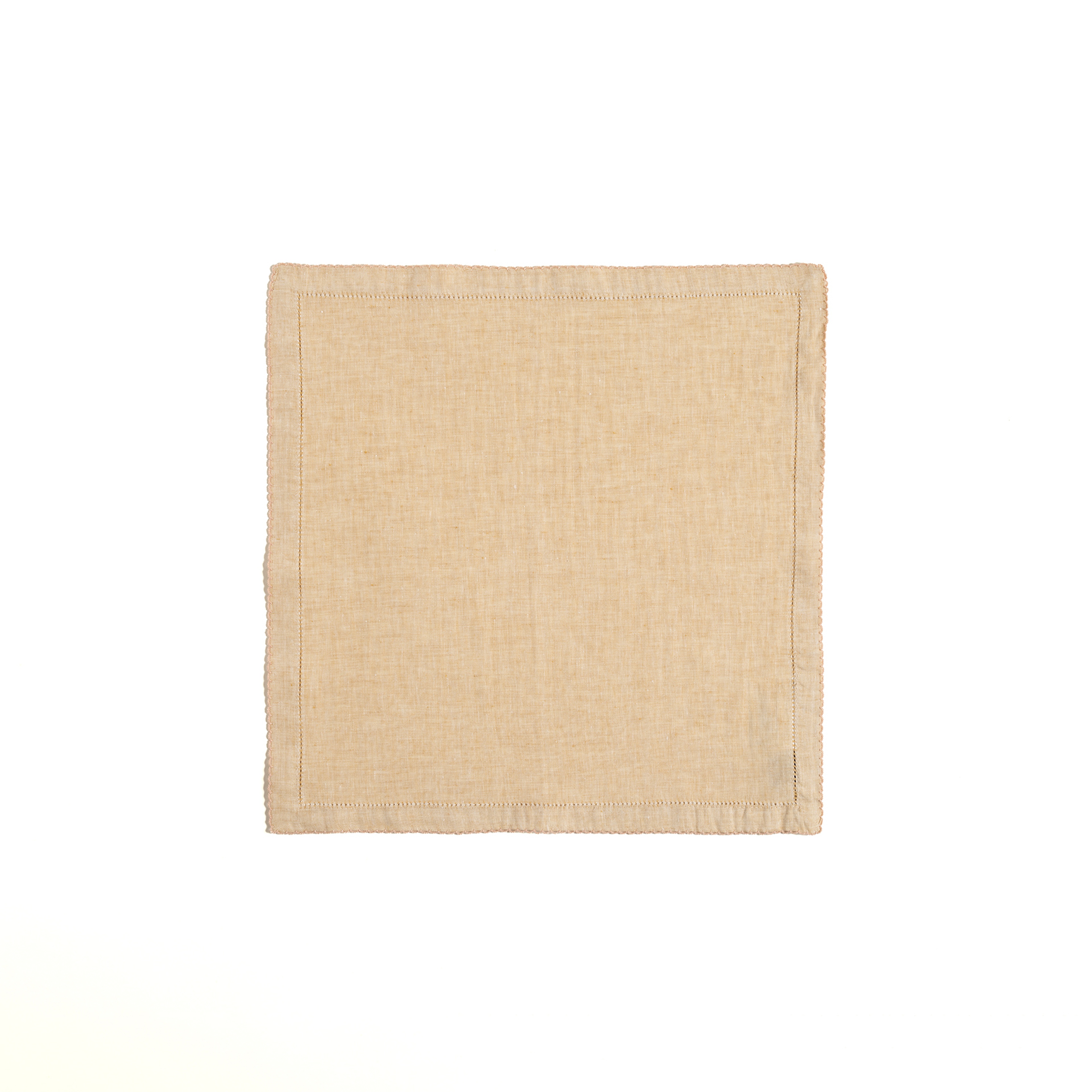 Nilüfer Nakışlı Kroşetalı Keten %100 Keten Peçete 45x45 Cm Bej