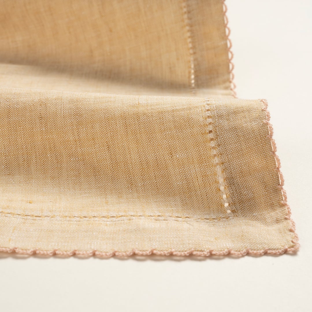 Nilüfer Nakışlı Kroşetalı Keten %100 Keten Peçete 45x45 Cm Bej