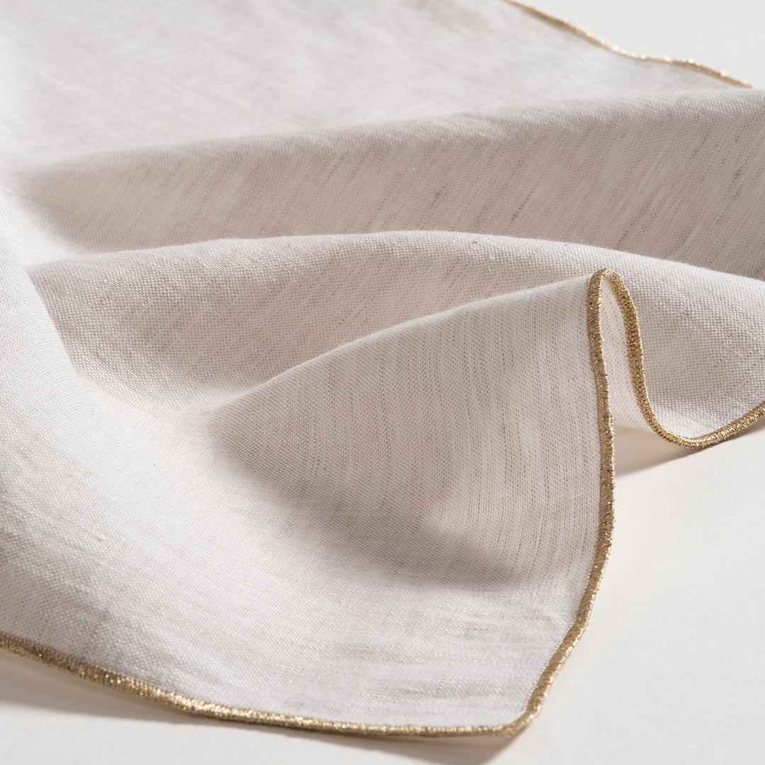 Nilüfer Overloklu Keten %100 Keten Peçete 40x40 Cm Bej