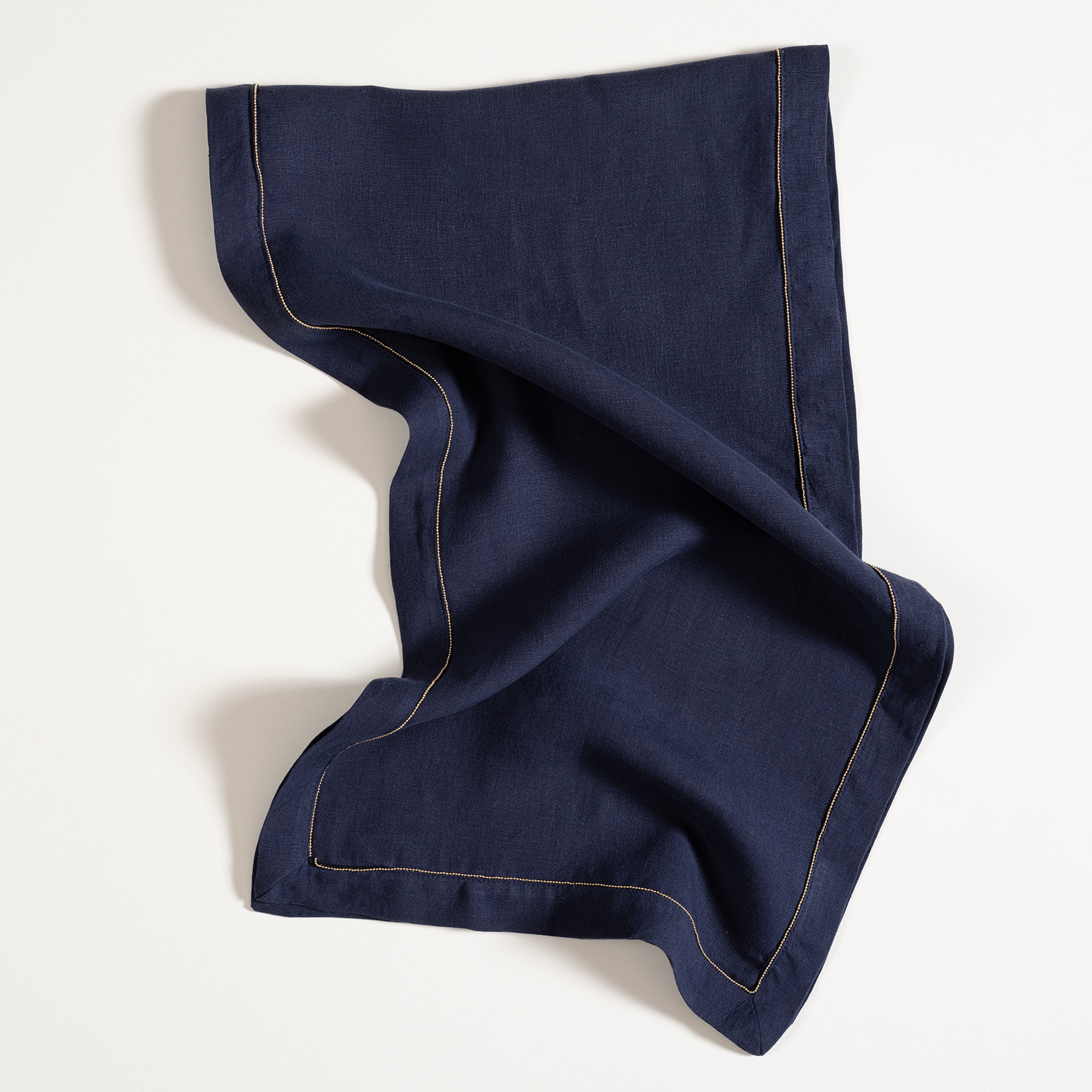 Nilüfer Zincir Kenarlı Keten %100 Keten Runner 40x150 Cm Lacivert