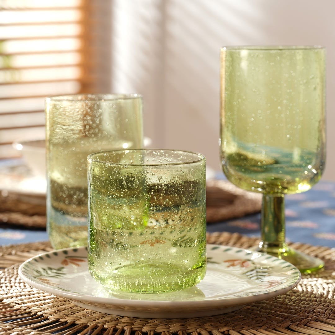 Loess Cam Su Bardağı 320 Ml Yeşil