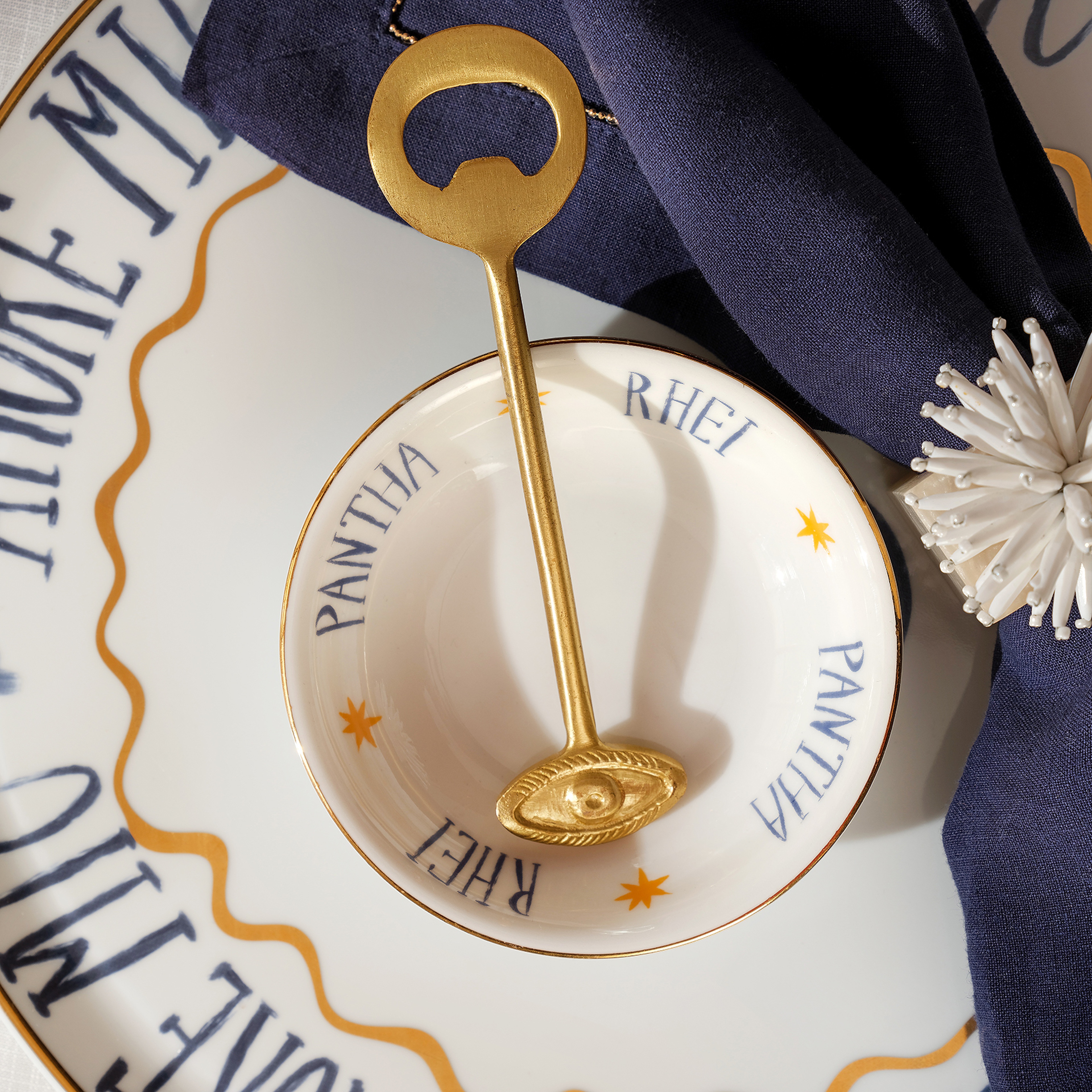 Lotus Pirinç Dekoratif Obje 16x4 Cm Gold