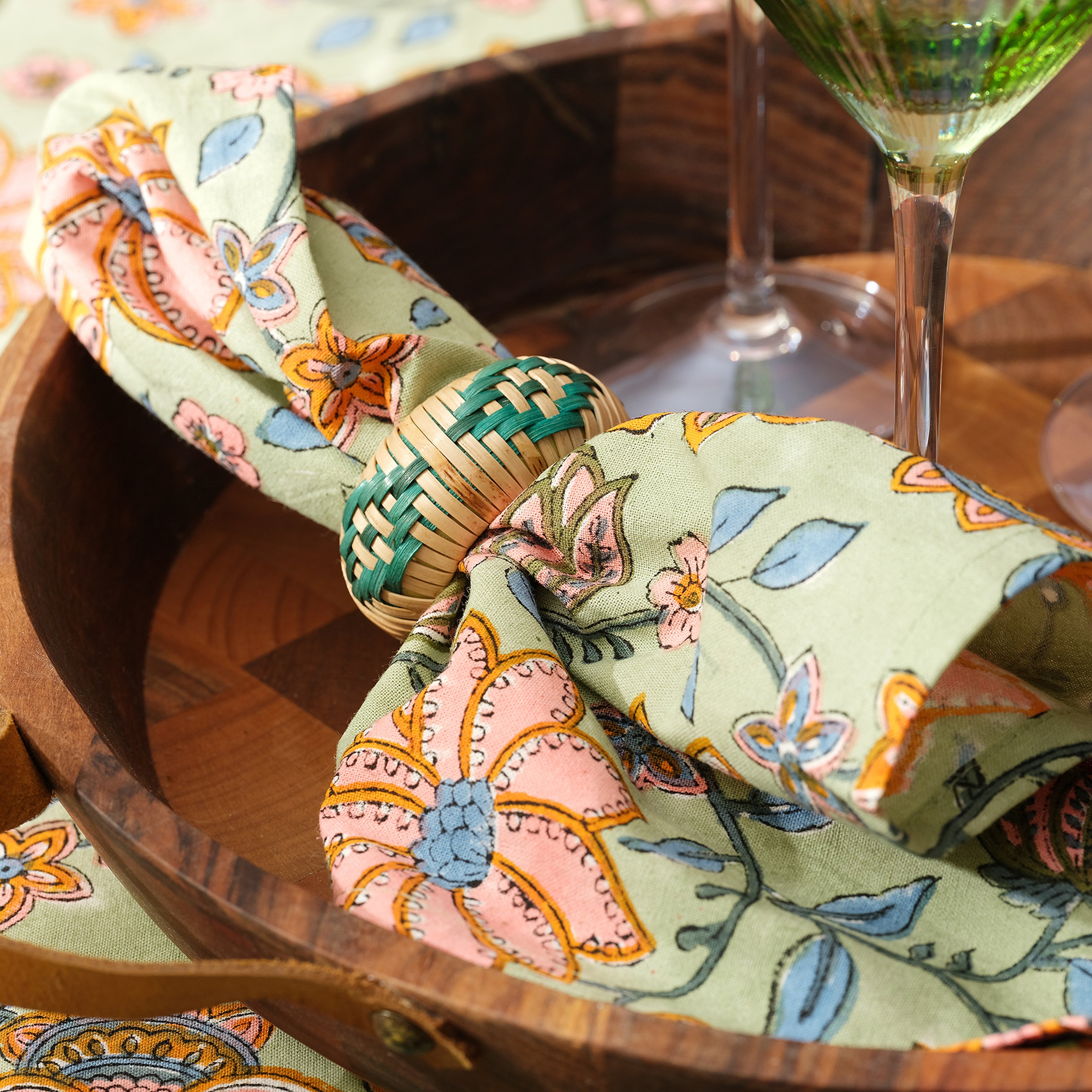 Lotus Bambu Peçete Halkası 5.5x5.5x2.5 Cm Yeşil