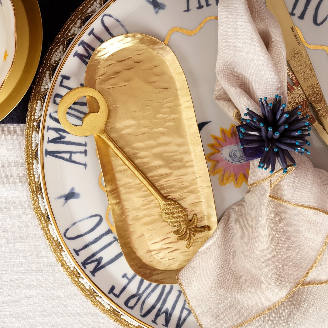 Lotus Pirinç Dekoratif Obje 4x4x16 Cm Gold