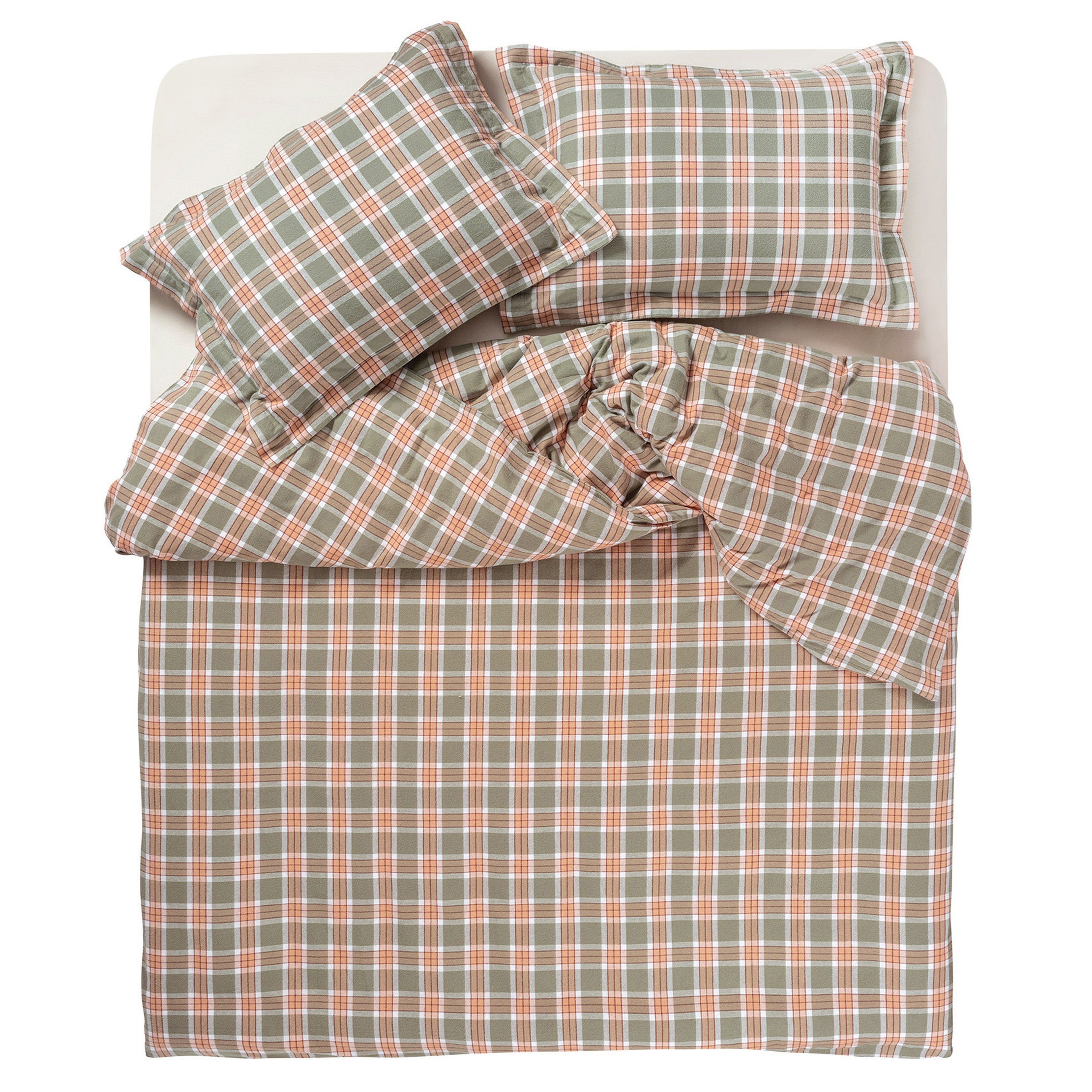 Vıseu Ekoseli Pamuk %100 Pamuk Flanel Nevresim Seti 240x220 Cm Orman Yeşilı