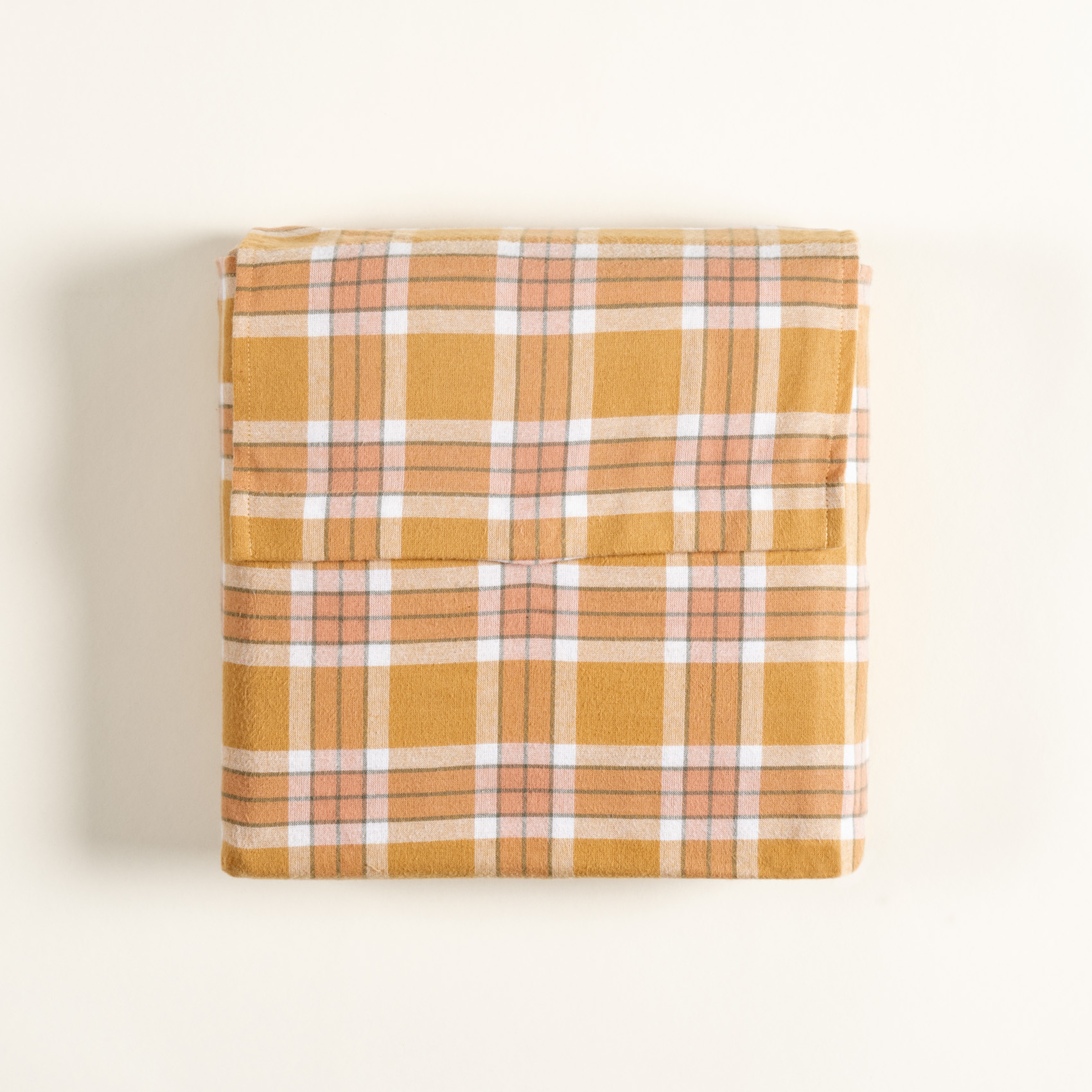 Vıseu Ekoseli Pamuk %100 Pamuk Flanel Nevresim Seti 260x220 Cm Hardal Sarısı