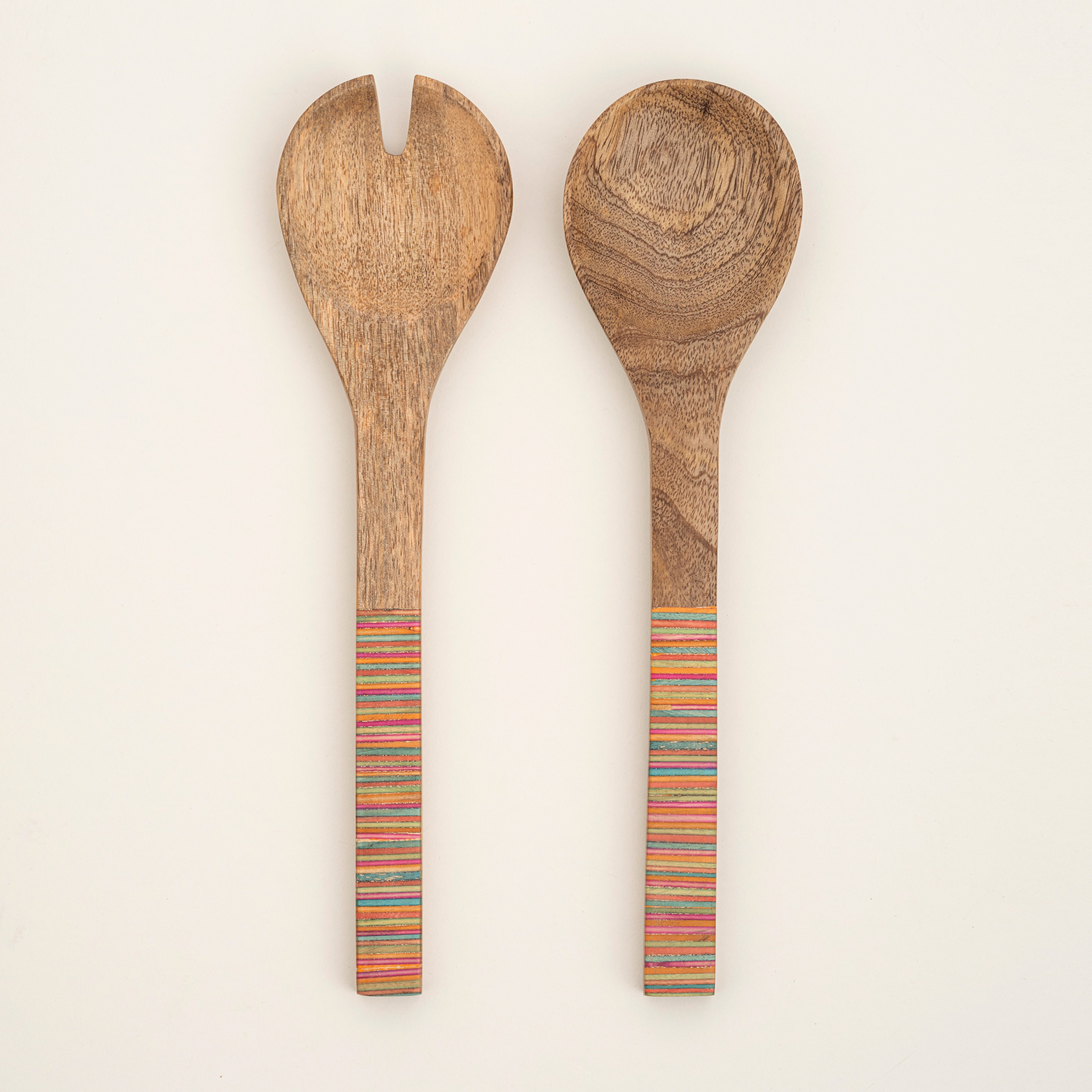 Lakrı Mango Ağacı Salata Kaşık Seti 30x7.5x1.5 Cm Natural