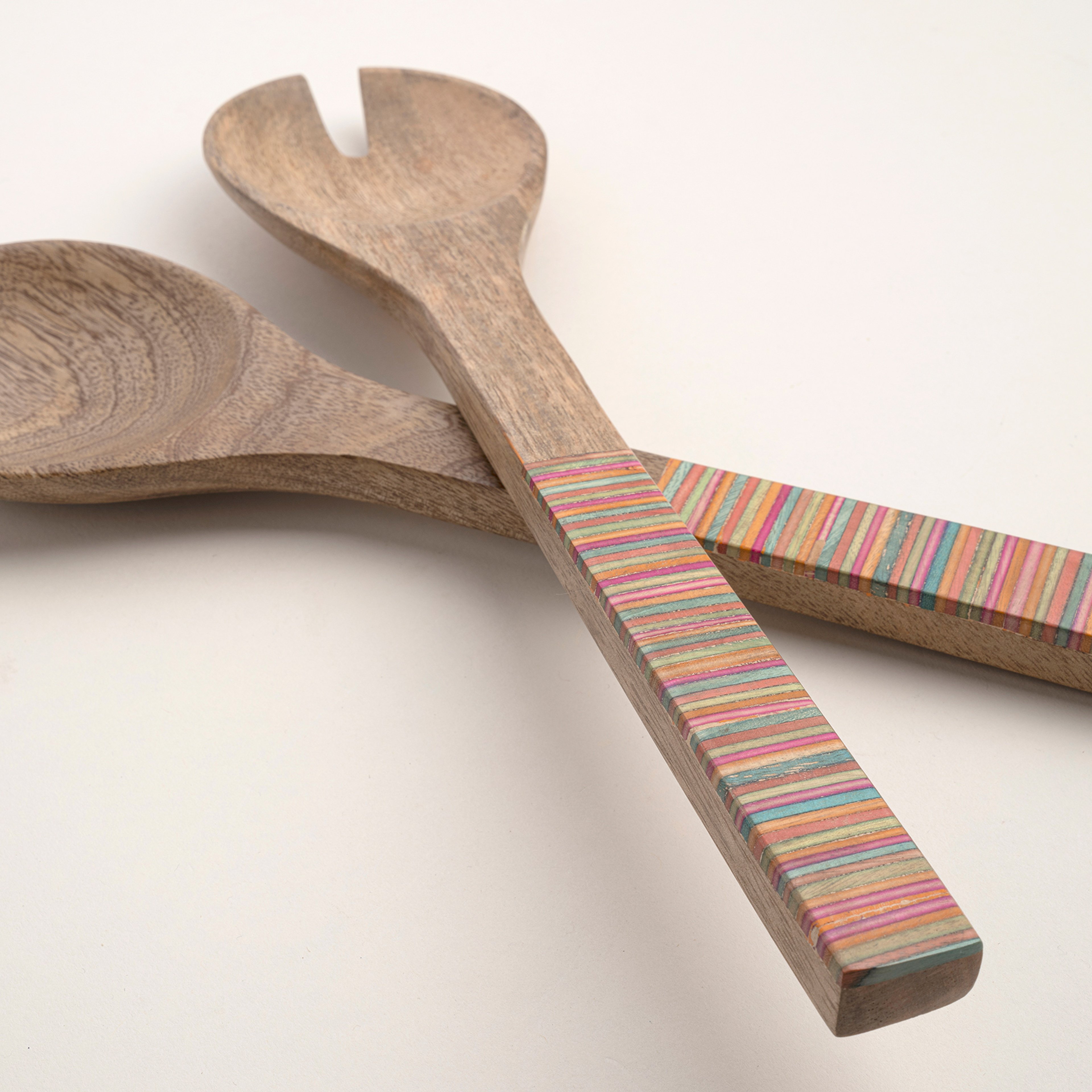 Lakrı Mango Ağacı Salata Kaşık Seti 30x7.5x1.5 Cm Natural