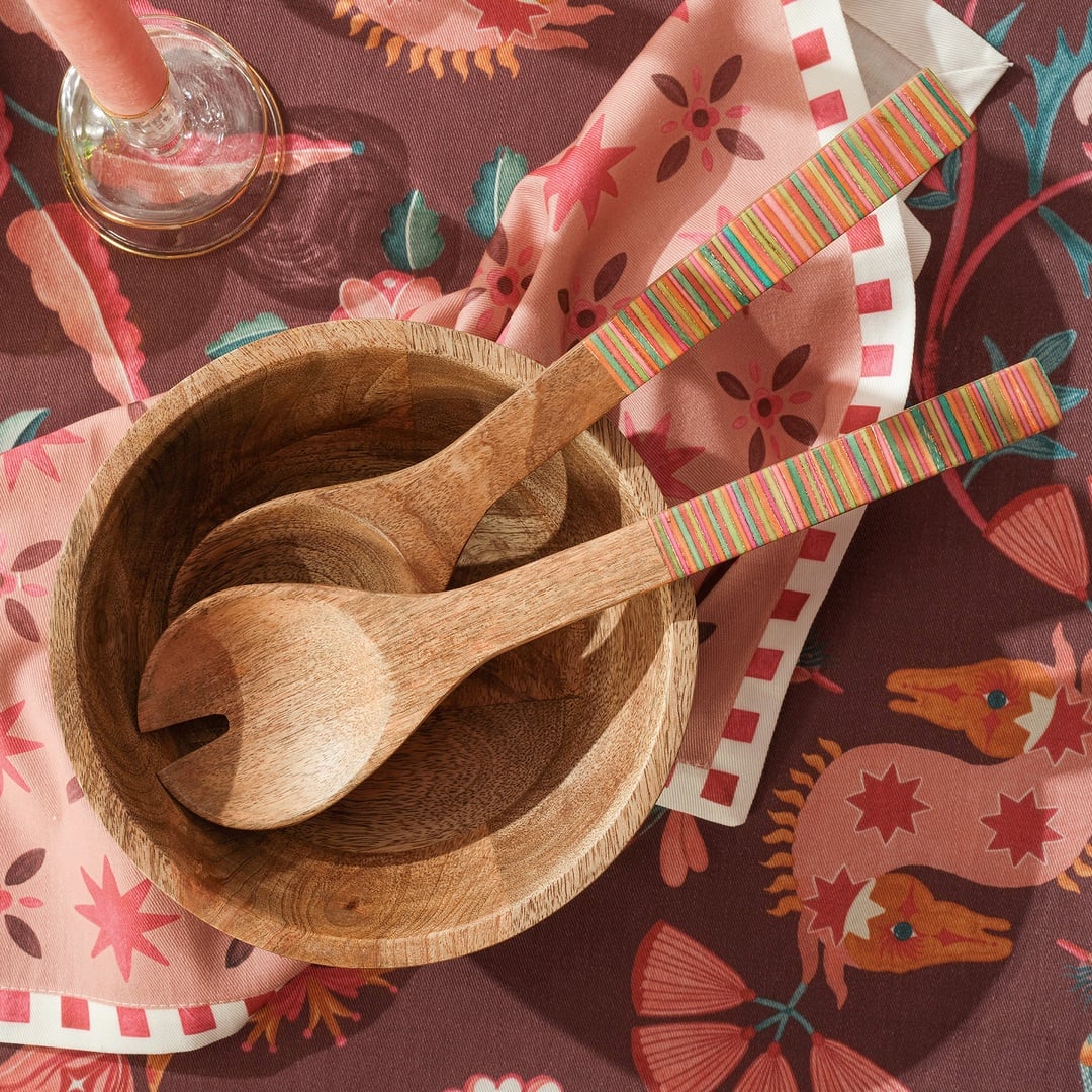 Lakrı Mango Ağacı Salata Kaşık Seti 30x7.5x1.5 Cm Natural