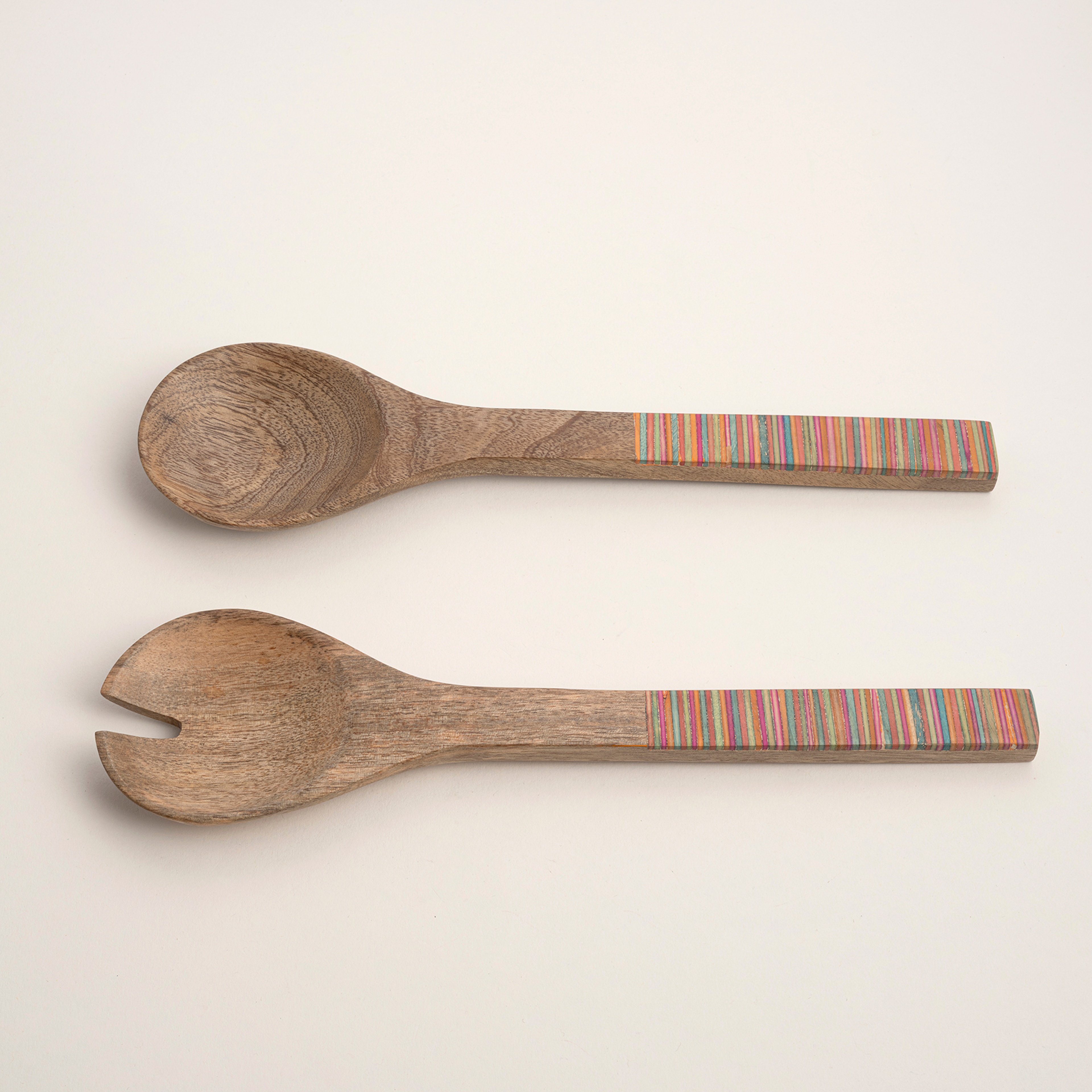 Lakrı Mango Ağacı Salata Kaşık Seti 30x7.5x1.5 Cm Natural