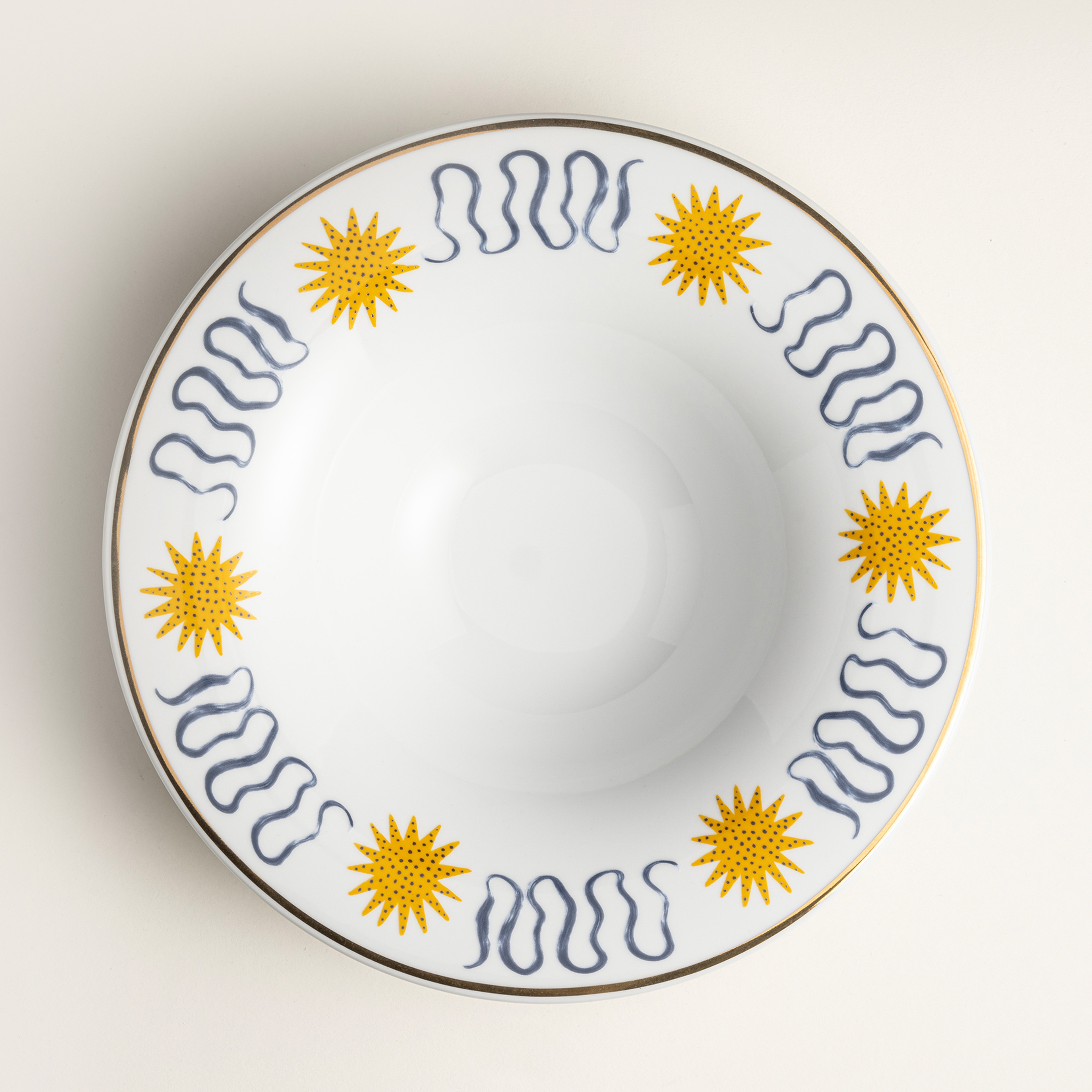 Lublın Porselen Makarna Tabağı 30x30x6.5 Cm Lacıvert - Sarı