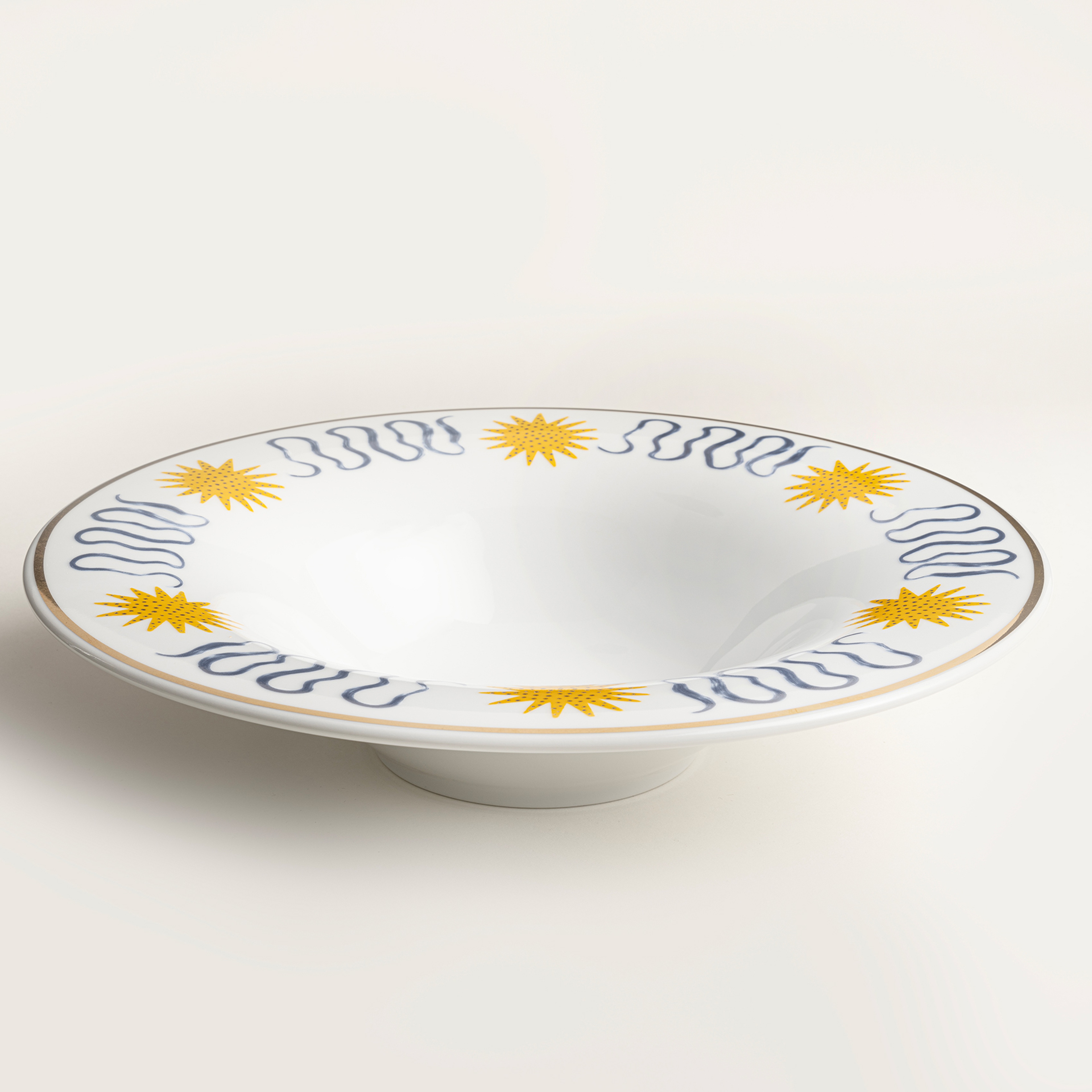 Lublın Porselen Makarna Tabağı 30x30x6.5 Cm Lacıvert - Sarı