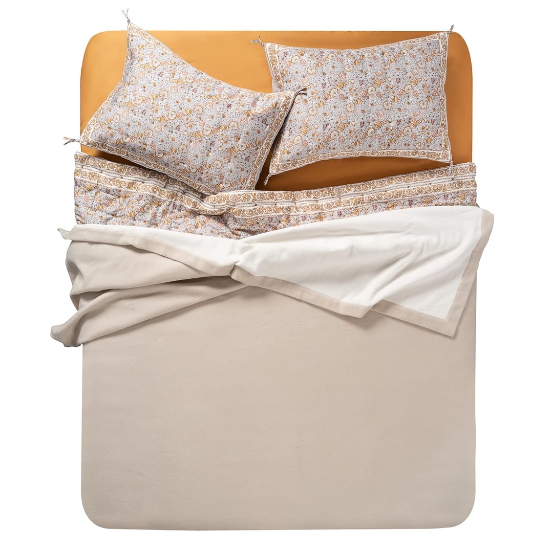 Novelas Çift Taraflı Organik Pamuk %100 Organik Pamuk Battaniye 160x220 Cm Ekru