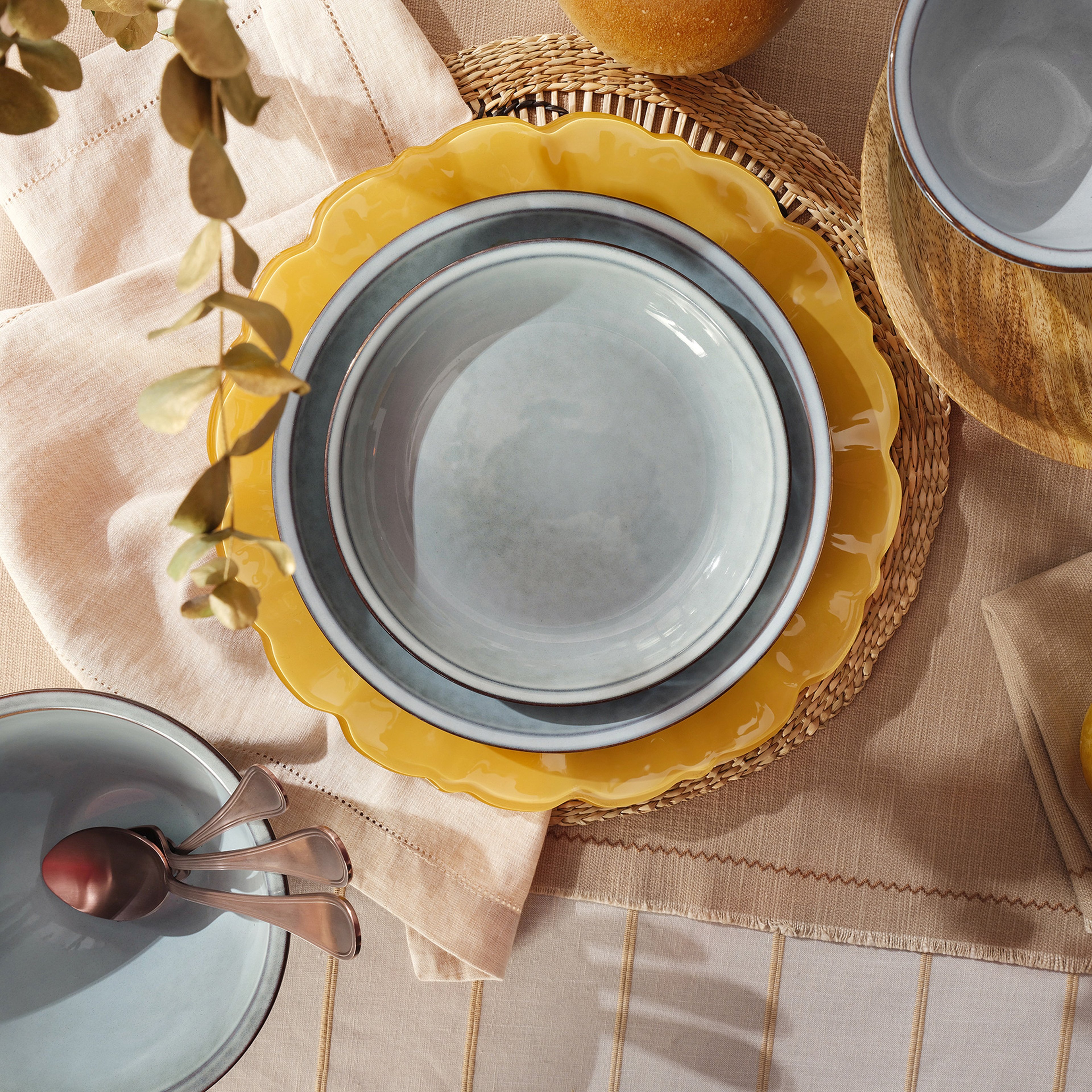 Lılıng Stoneware Yemek Tabağı 24 Cm Mavi