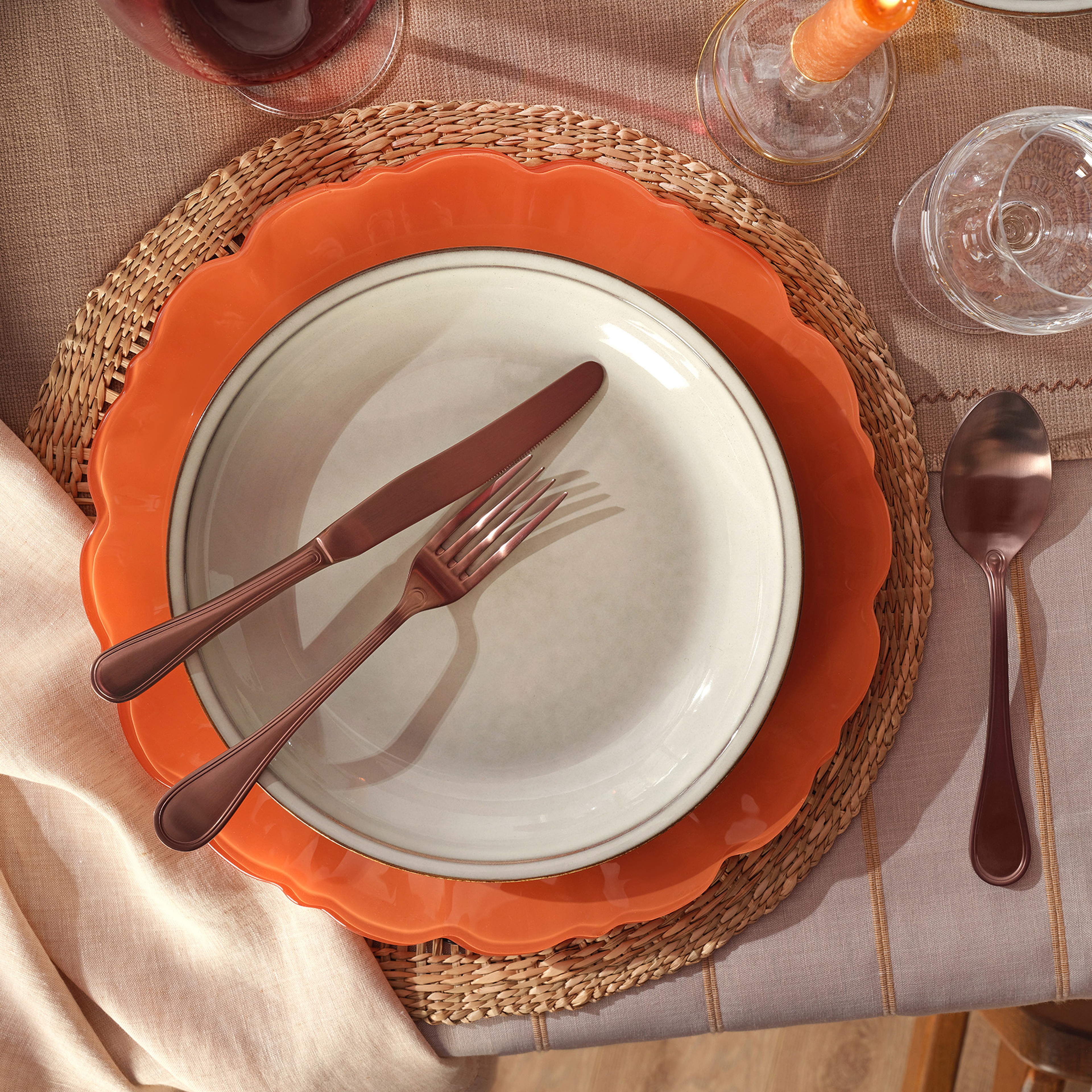 Lılıng Stoneware Pasta Tabağı 20 Cm Bej