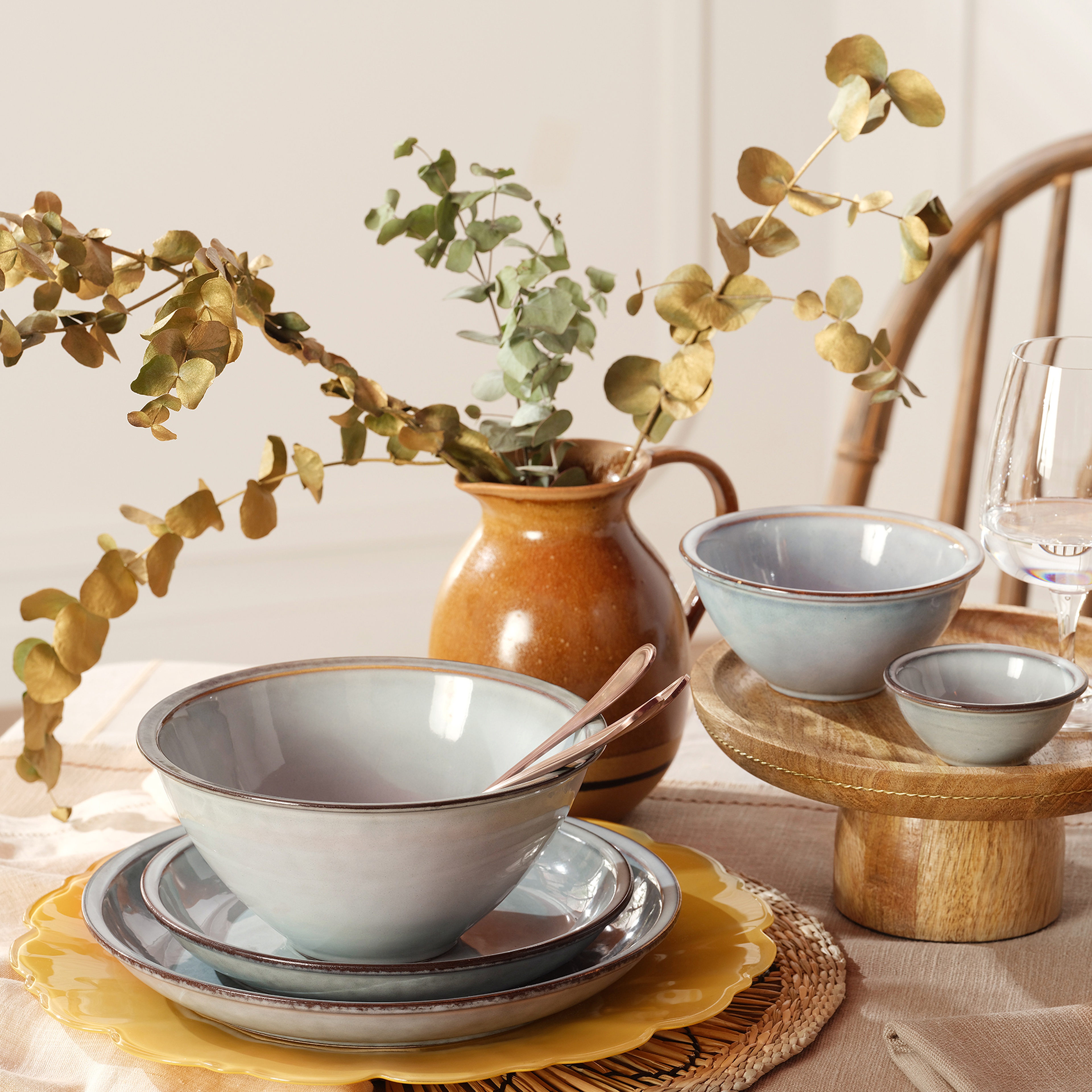 Lılıng Stoneware Çukur Tabak 19 Cm Mavi